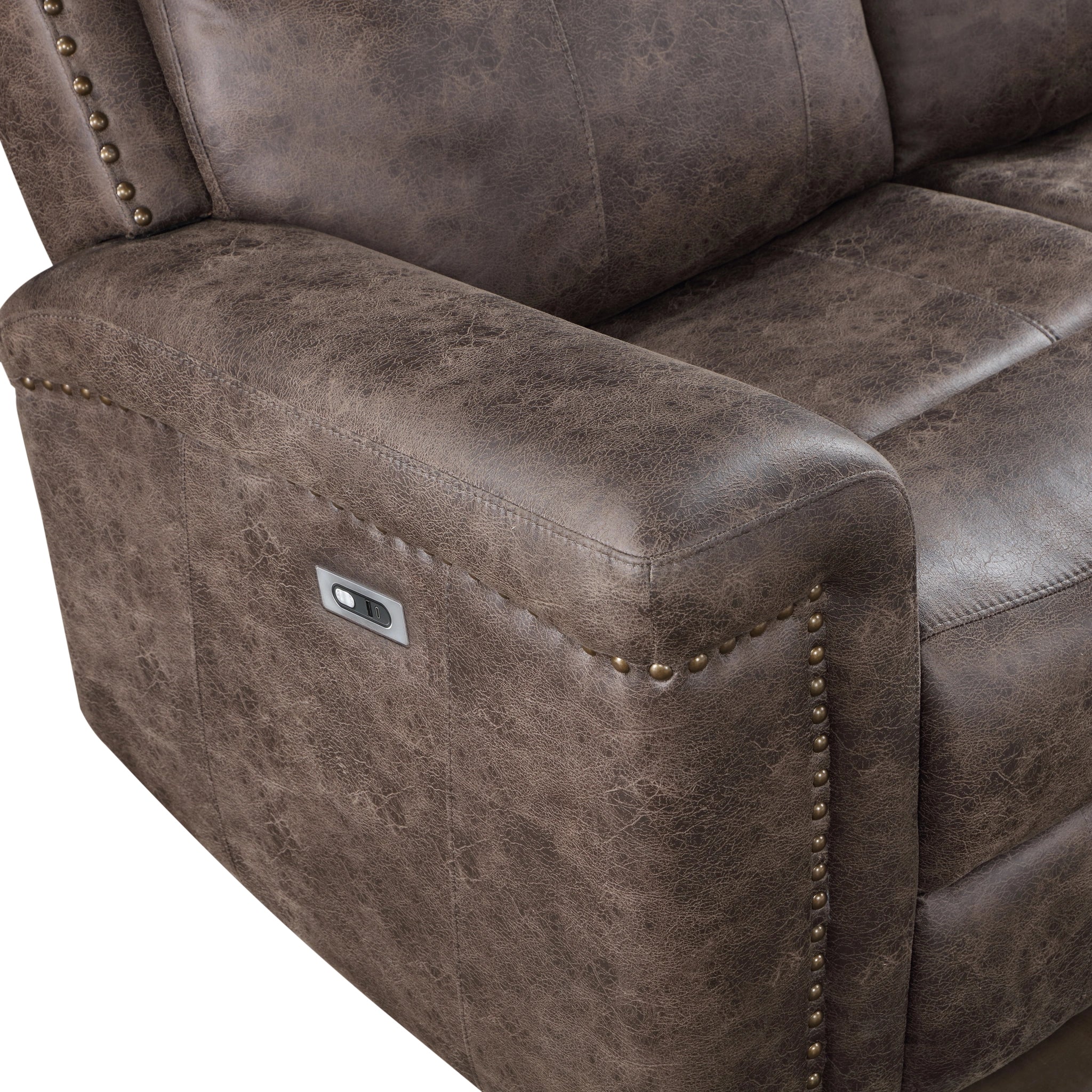 Quade Console Loveseat W/ Pwr Fr-Mocha