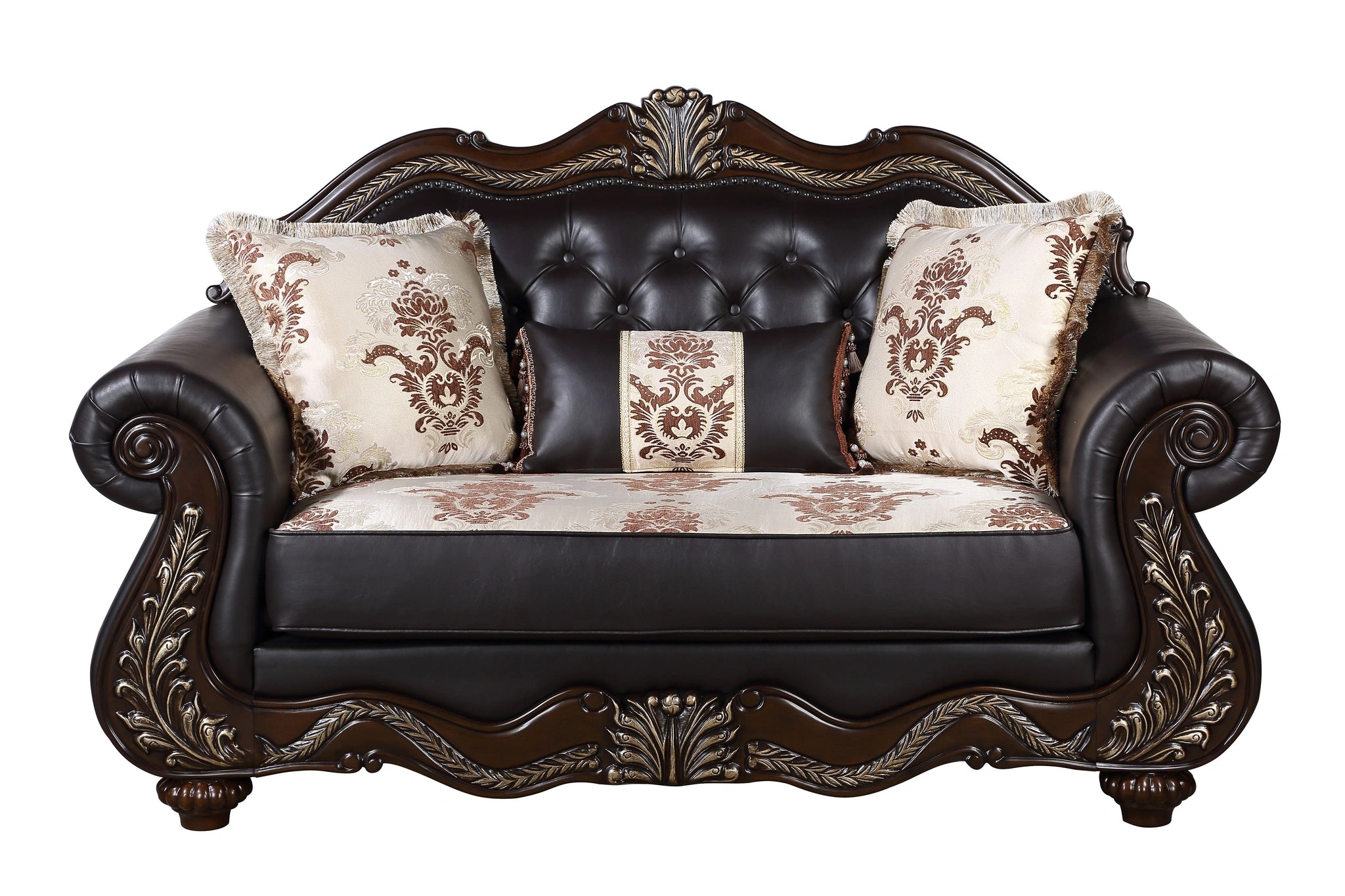 Maximus Loveseat Frame, Seat Cushions, Arms, Legs & 3 Pillows