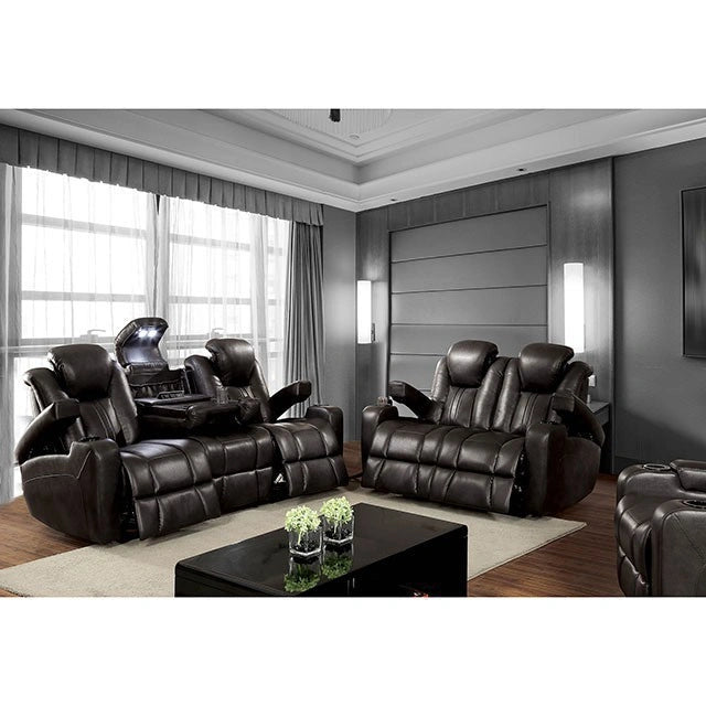 ZAURAK Dark Gray Love Seat w/ 2 Recliners