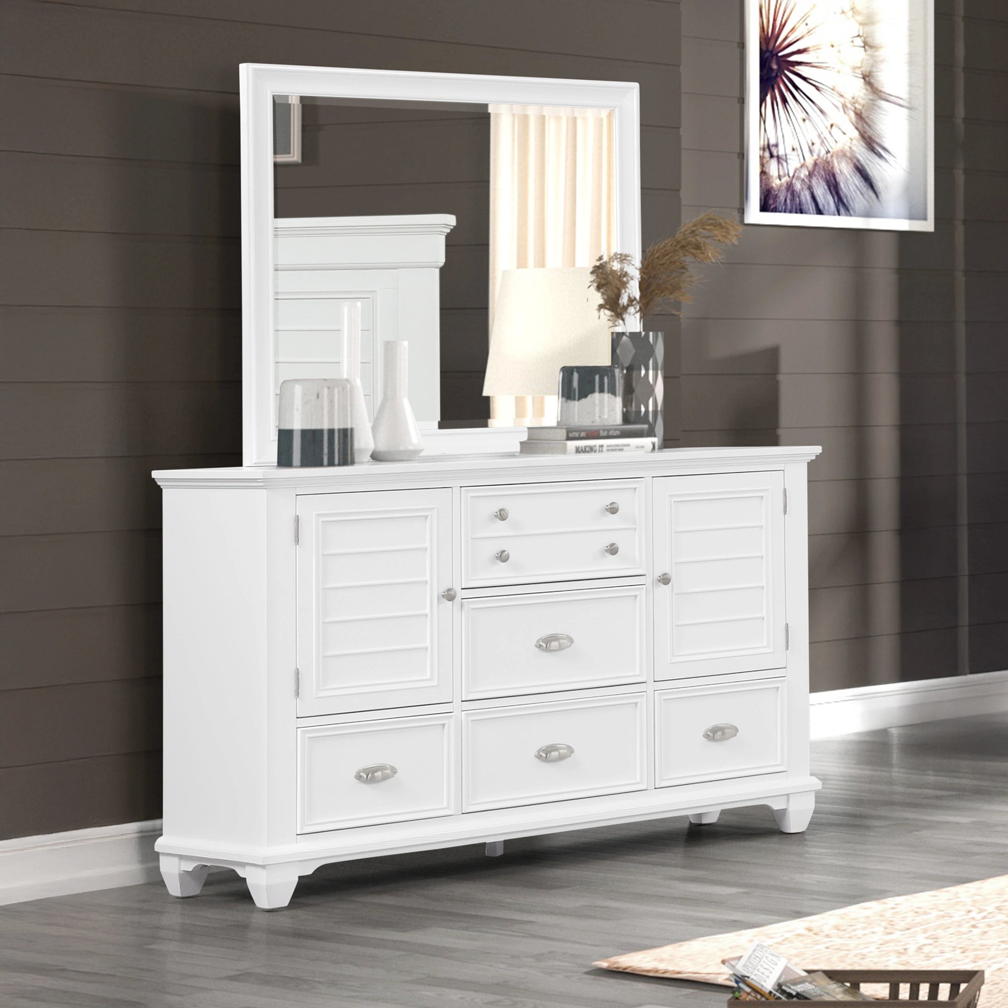 Jamestown Landscape Mirror- White