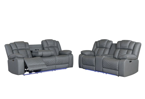 U7068 Grey 10 Pwr Rec Sofa/Pwr Console Rec Loveseat/Pwr Recliner W/LED
