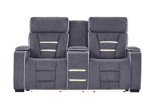 U1895 Grey P2 Console Reclining Loveseat with IS and LED