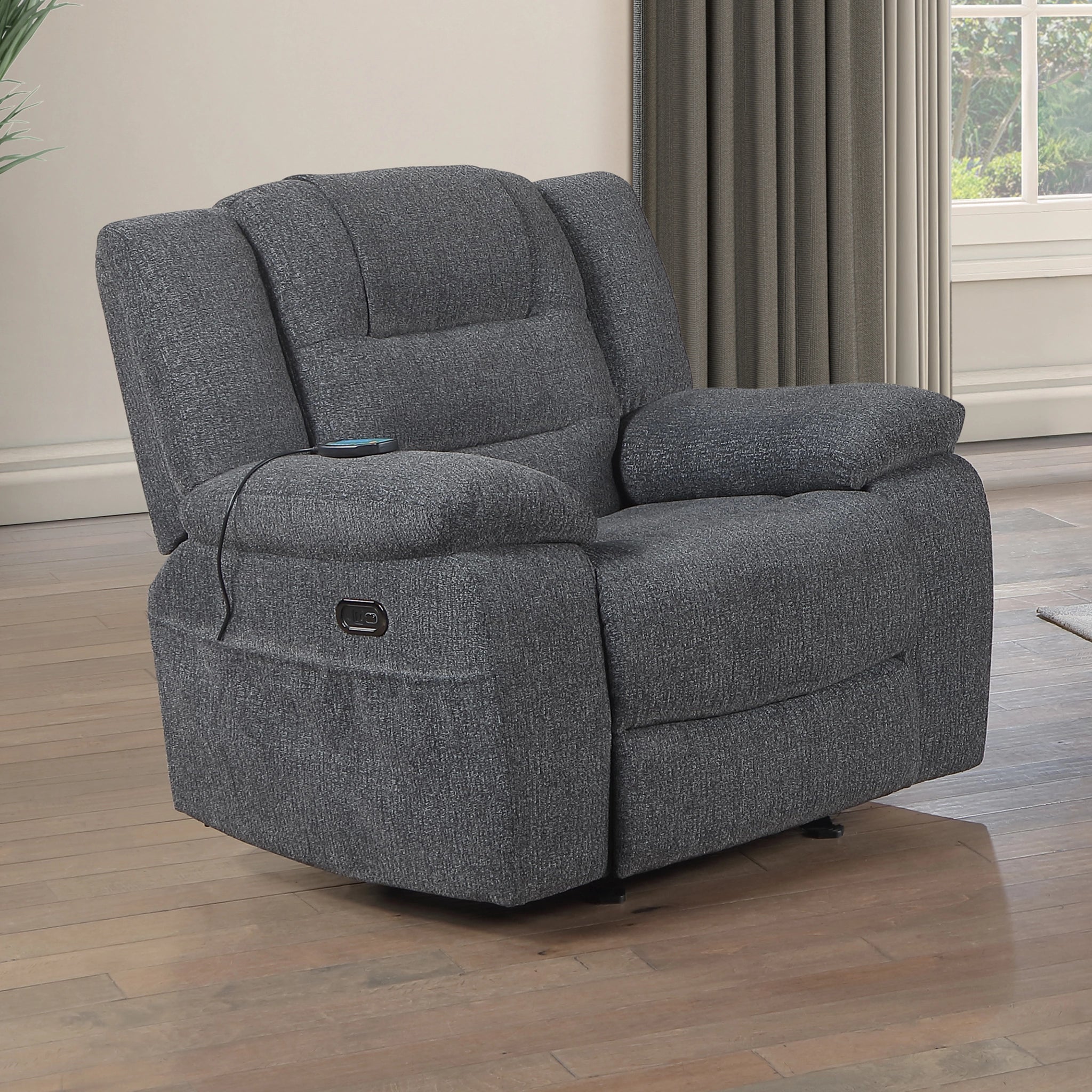 Redondo Glider Recliner W/Heat, Massage, Pwr Fr -Dk Gray