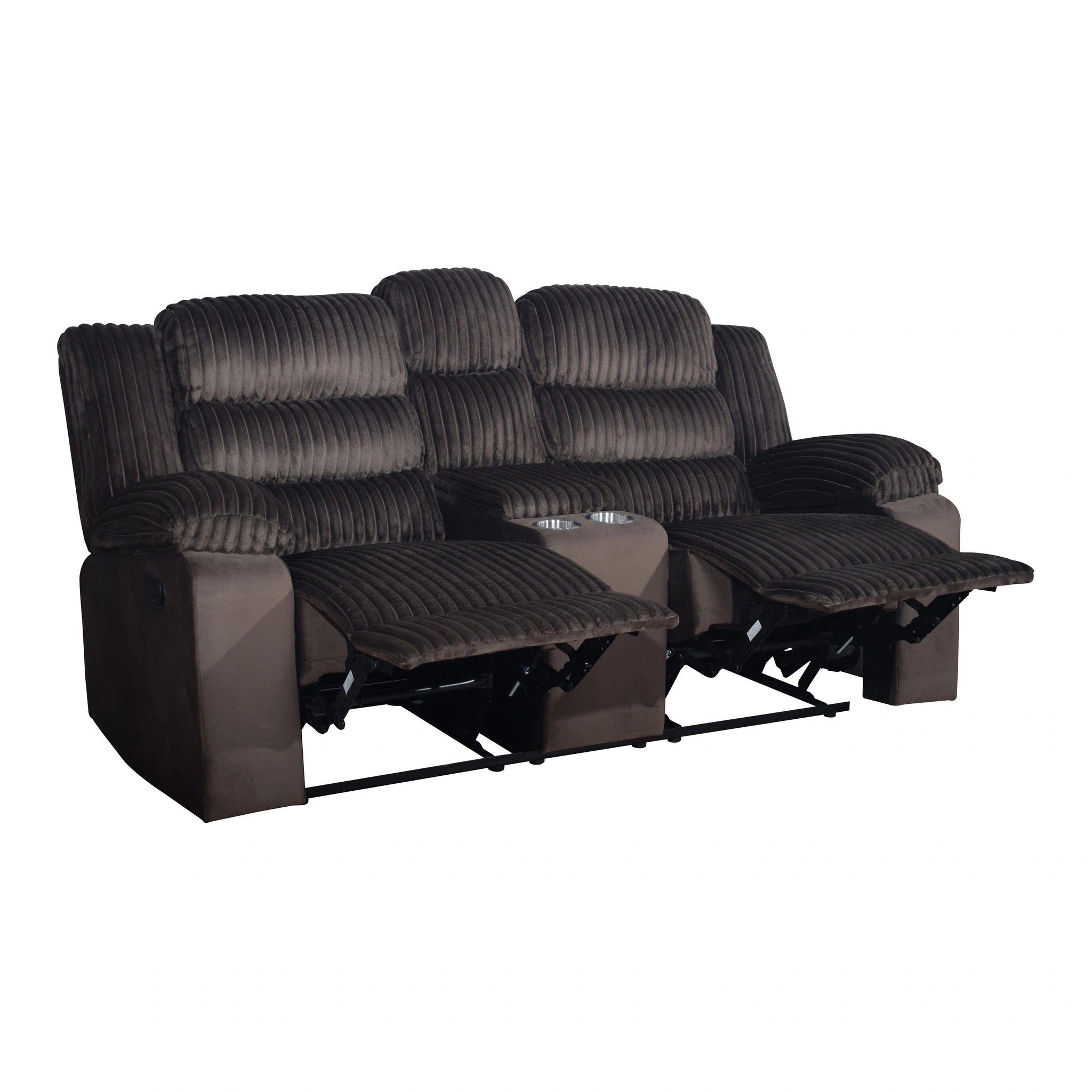 Willow Console Loveseat W/ Dual Recliners-Brown