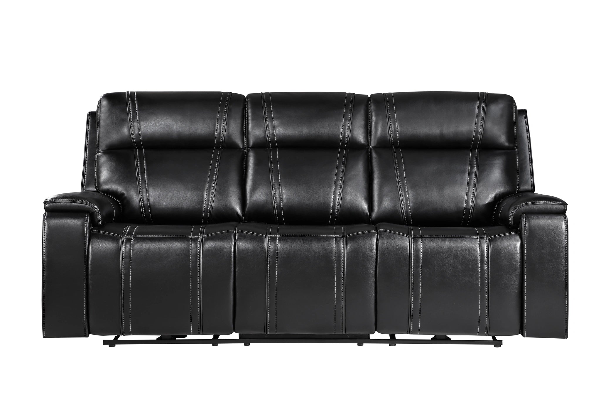 U8881 Black Leather Power Reclining Sofa with Immerse Sound
