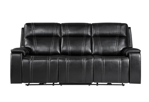 U8881 Black Leather Power Reclining Sofa with Immerse Sound