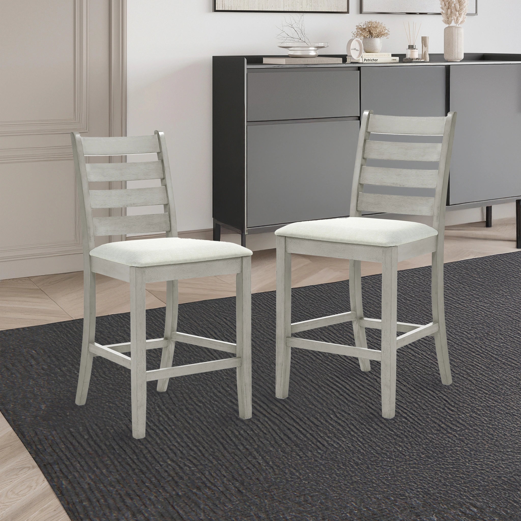 Pascal Ladderback Counter Chair (2 Per Carton)-Driftwood