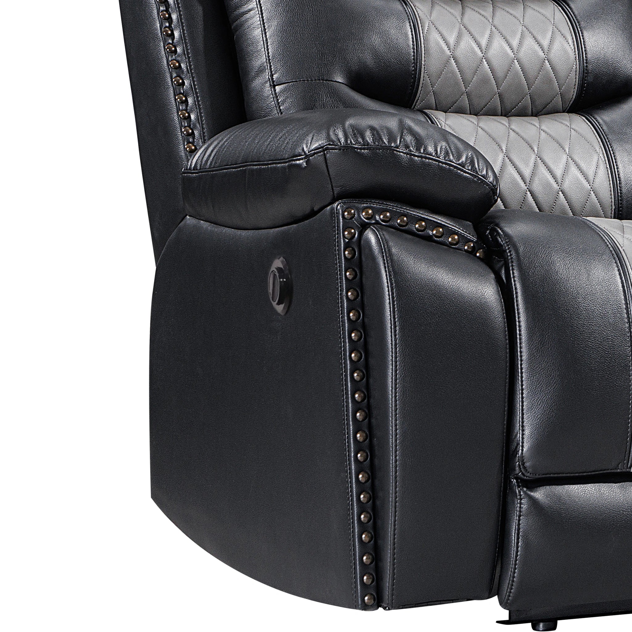 Nikko Console Loveseat W/Pwr Fr-Black/Gray
