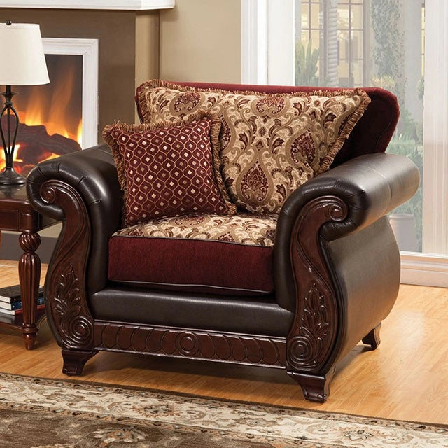 Franklin Burgundy/Espresso Chair, Burgundy