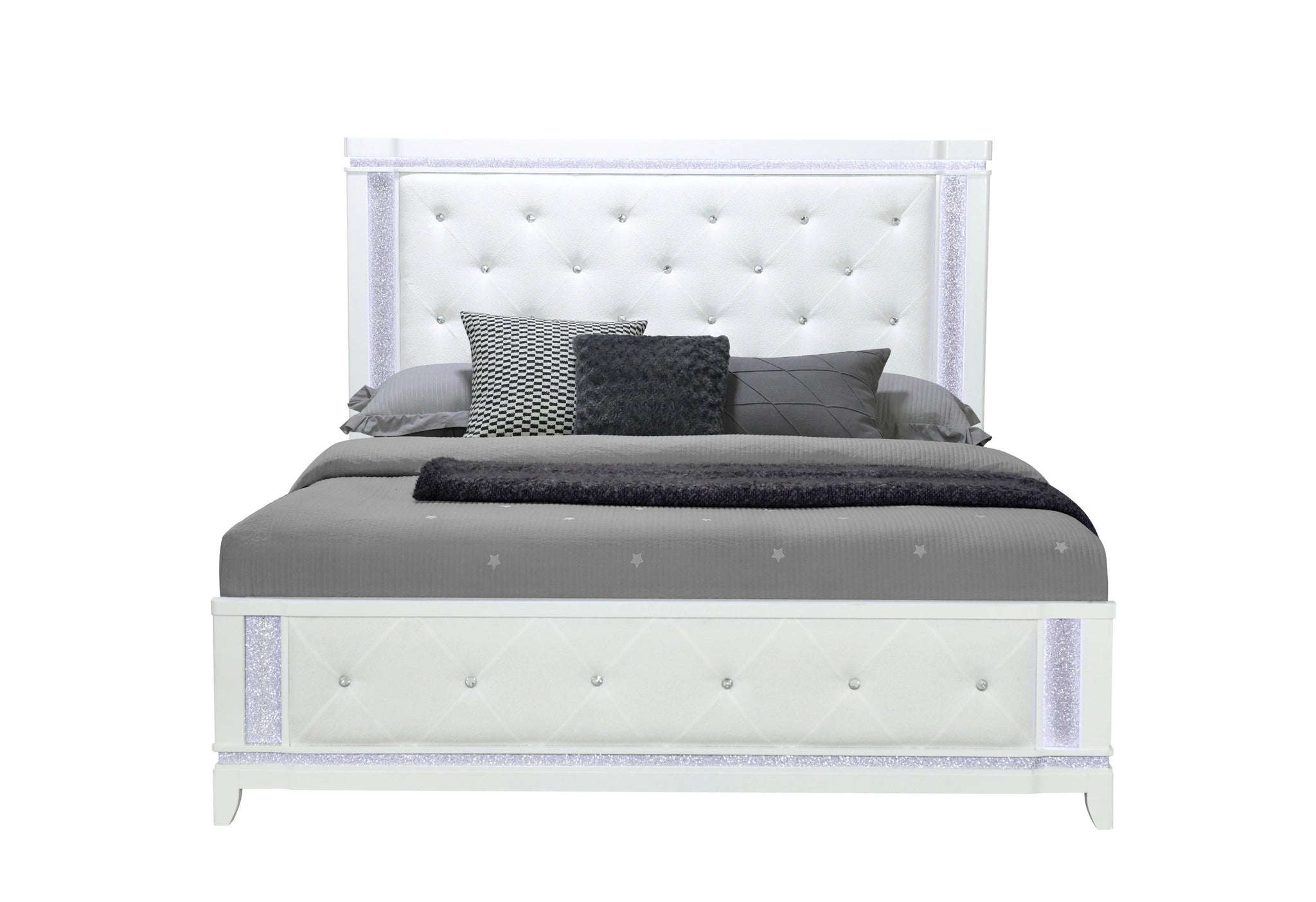 Alina White Bed with LED