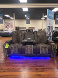 U8000 Brown Power Reclining Sofa W/Ambient Lighting and Cup Holders