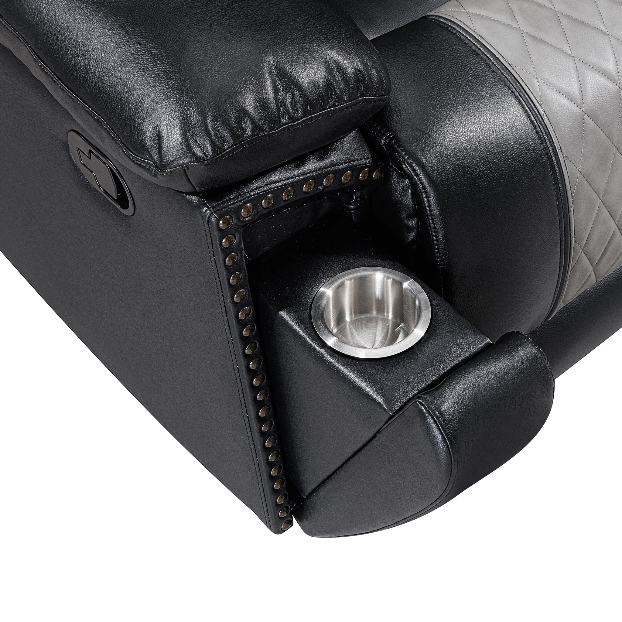 Nikko Console Loveseat W/ Dual Recliners-Black/Gray