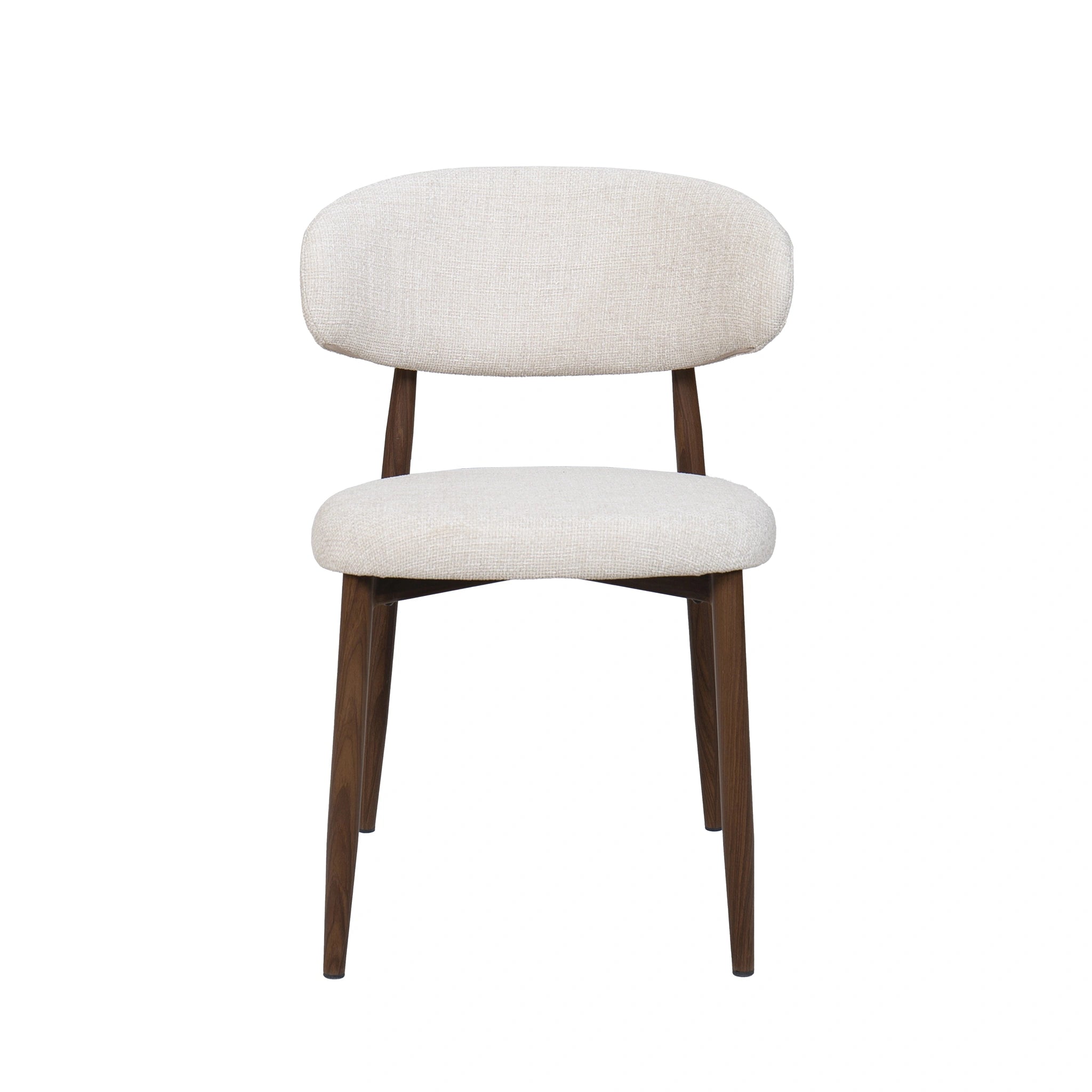 Royce Side Chair W/ Walnut Metal Frame -Beige (2 Per Carton)