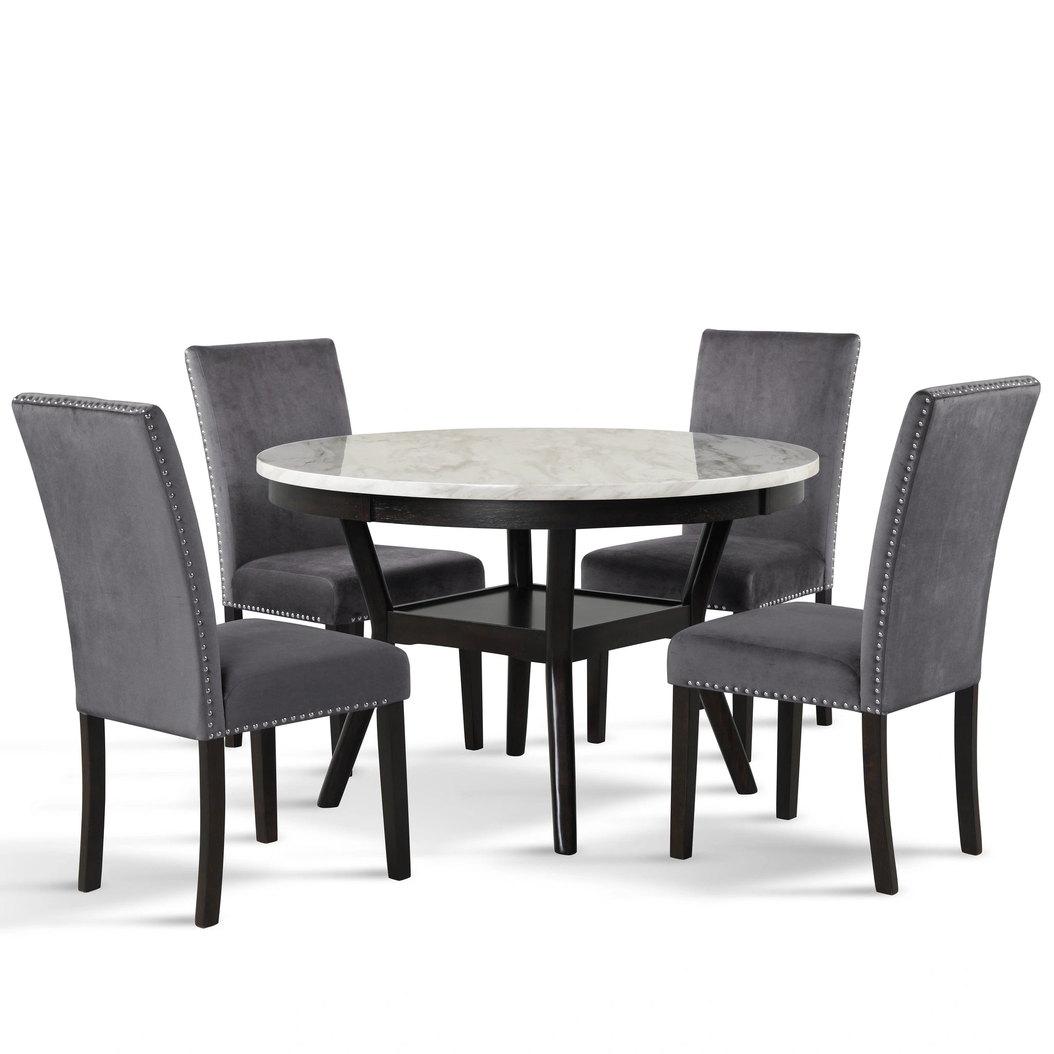 Celeste 48" Round Dining Table-Espresso/Faux Marble