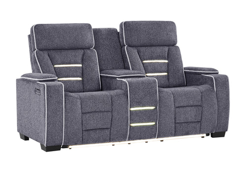 U1895 Grey P2 Console Reclining Loveseat with IS and LED