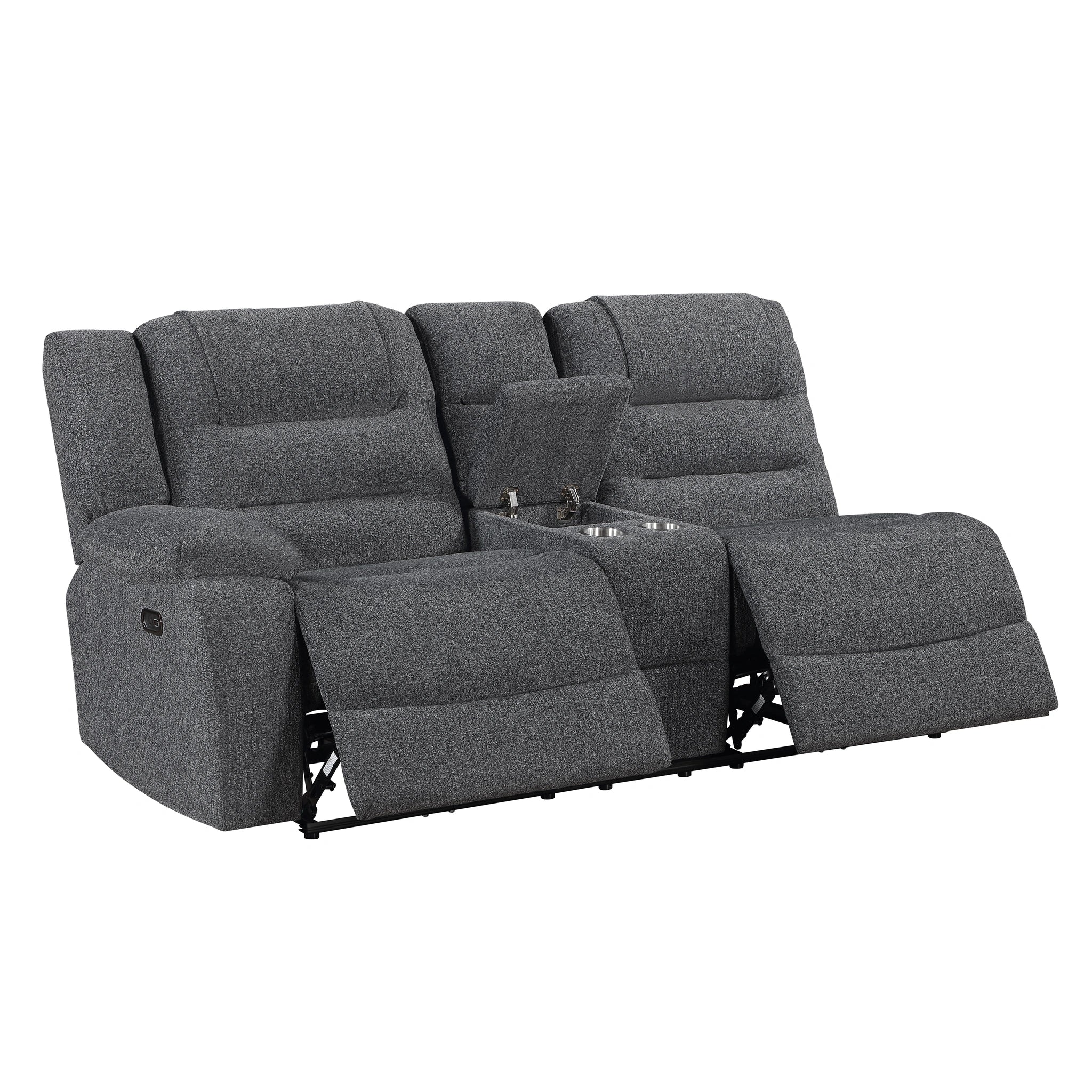 Redondo Laf Console Loveseat W/ 2 Recliners Pwr Fr-Dk Gray