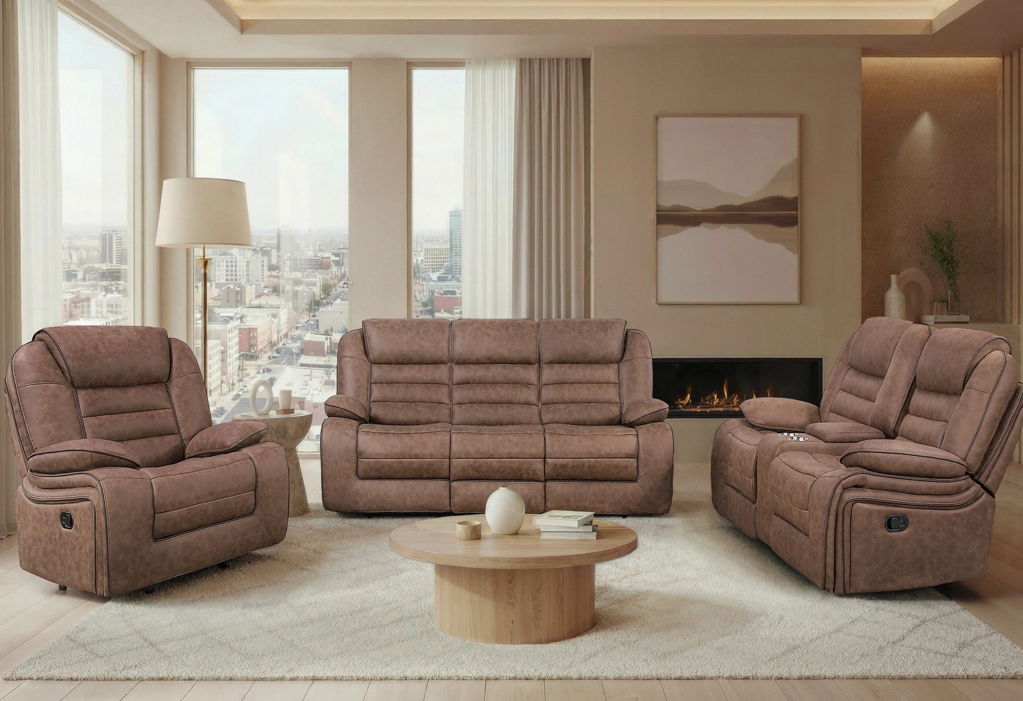 U2250 Brown Reclining Sofa/Console Reclining Loveseat