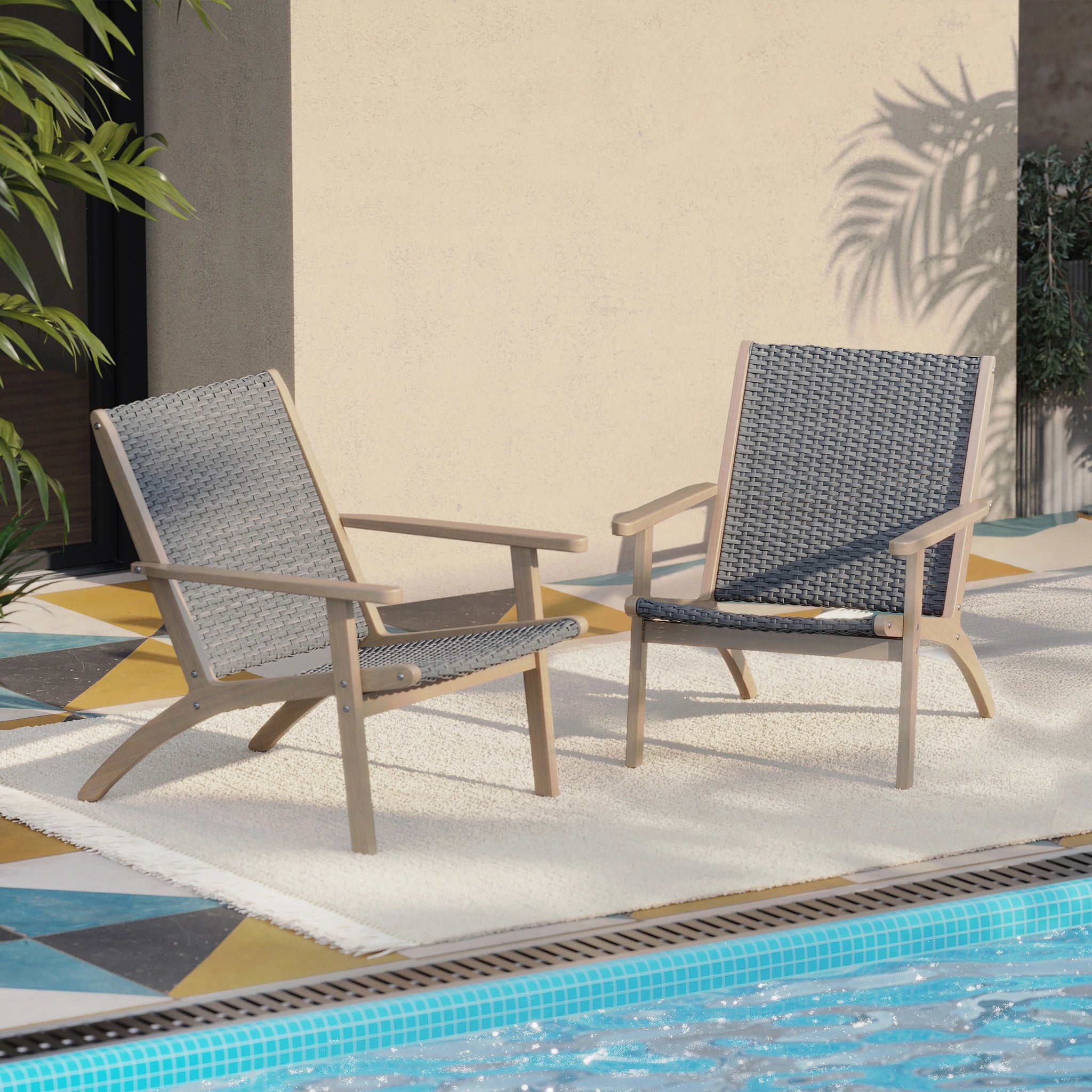 Radius Patio Wood And Gray Wicker Side Chair (2 Per Carton)