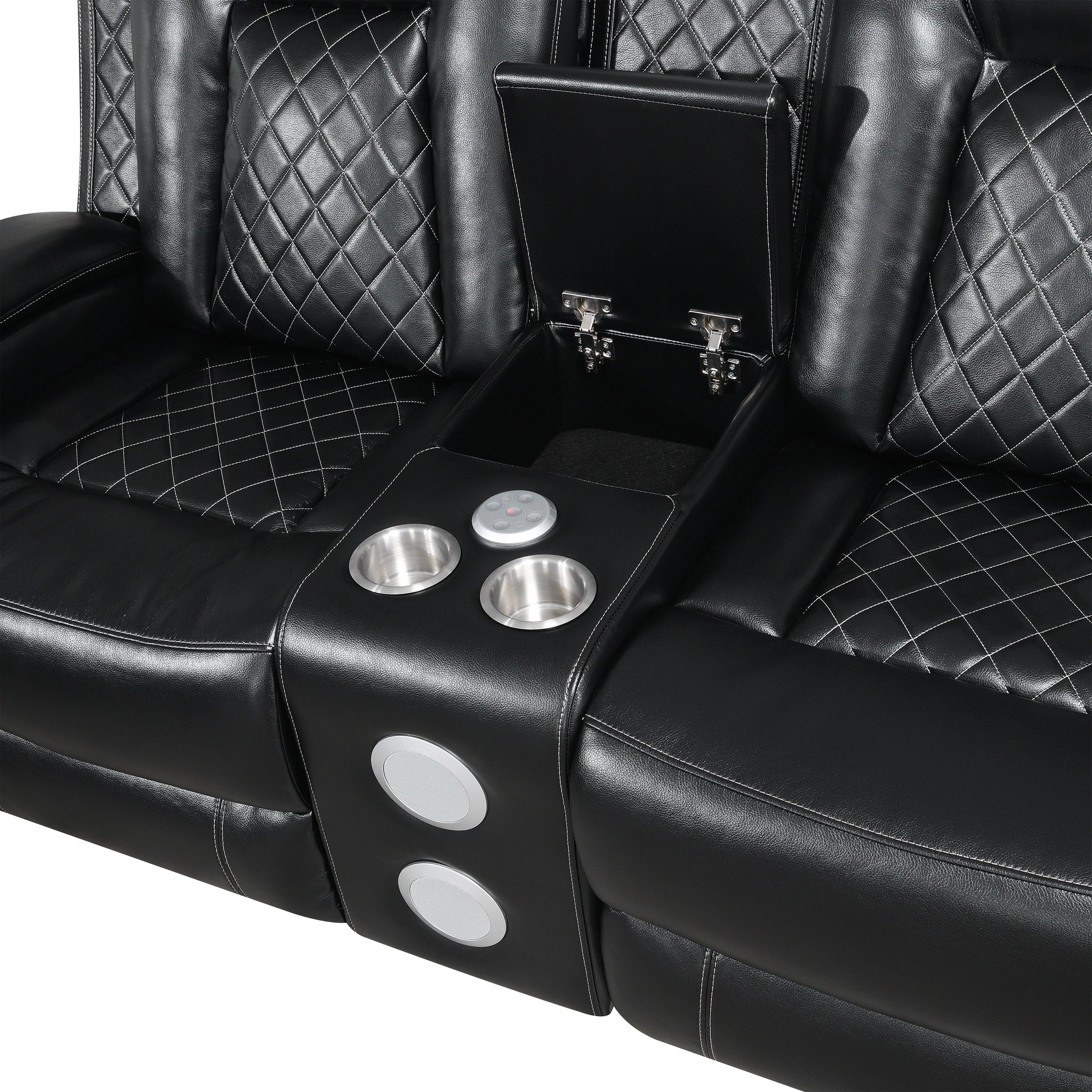 Orion Ii Console Loveseat W/ Dual Recliners-Black