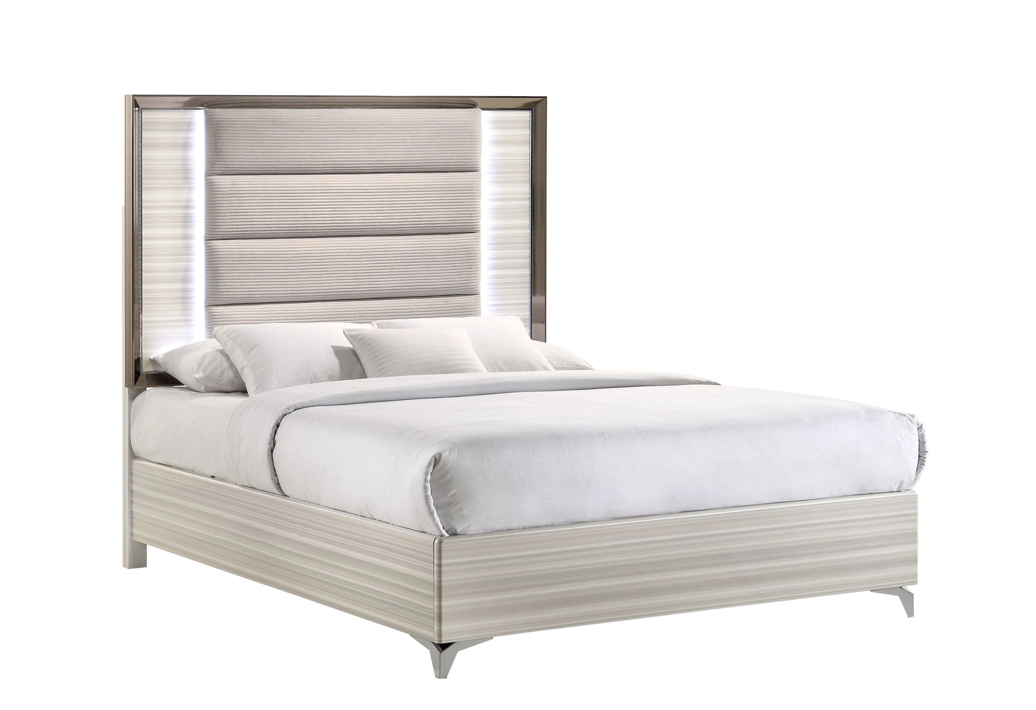 Zambrano White Bed with LED