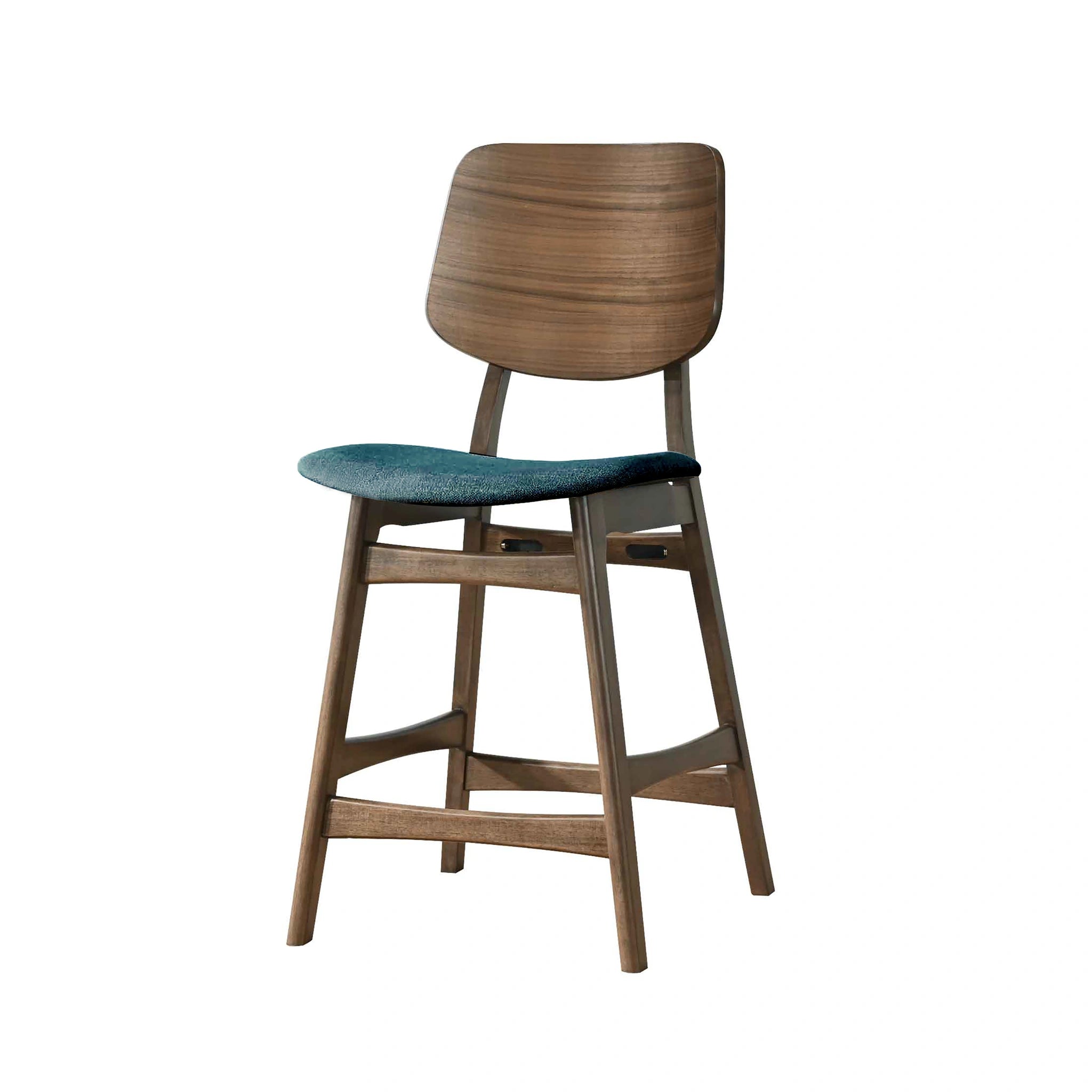 Oscar Counter Chair With Forest Green Cushion-Walnut