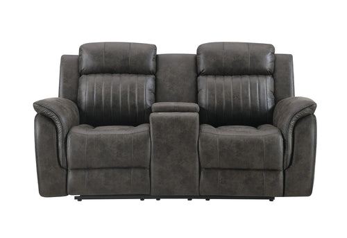 U8517 Grey Reclining Sofa/Console Reclining Loveseat