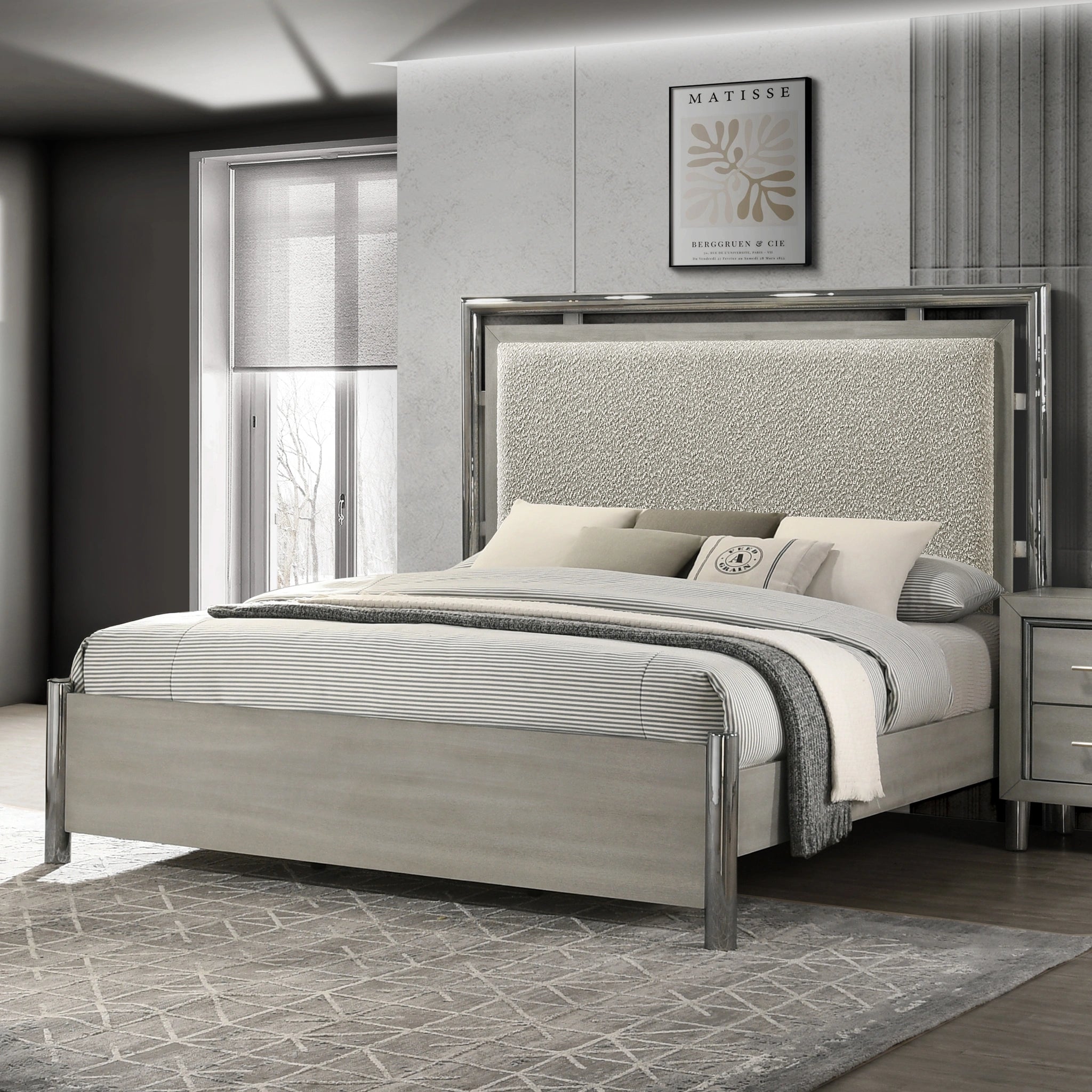 Lennox 6/6-6/0 Ek/Wk Headboard, Footboard & Slat Kit-Gray