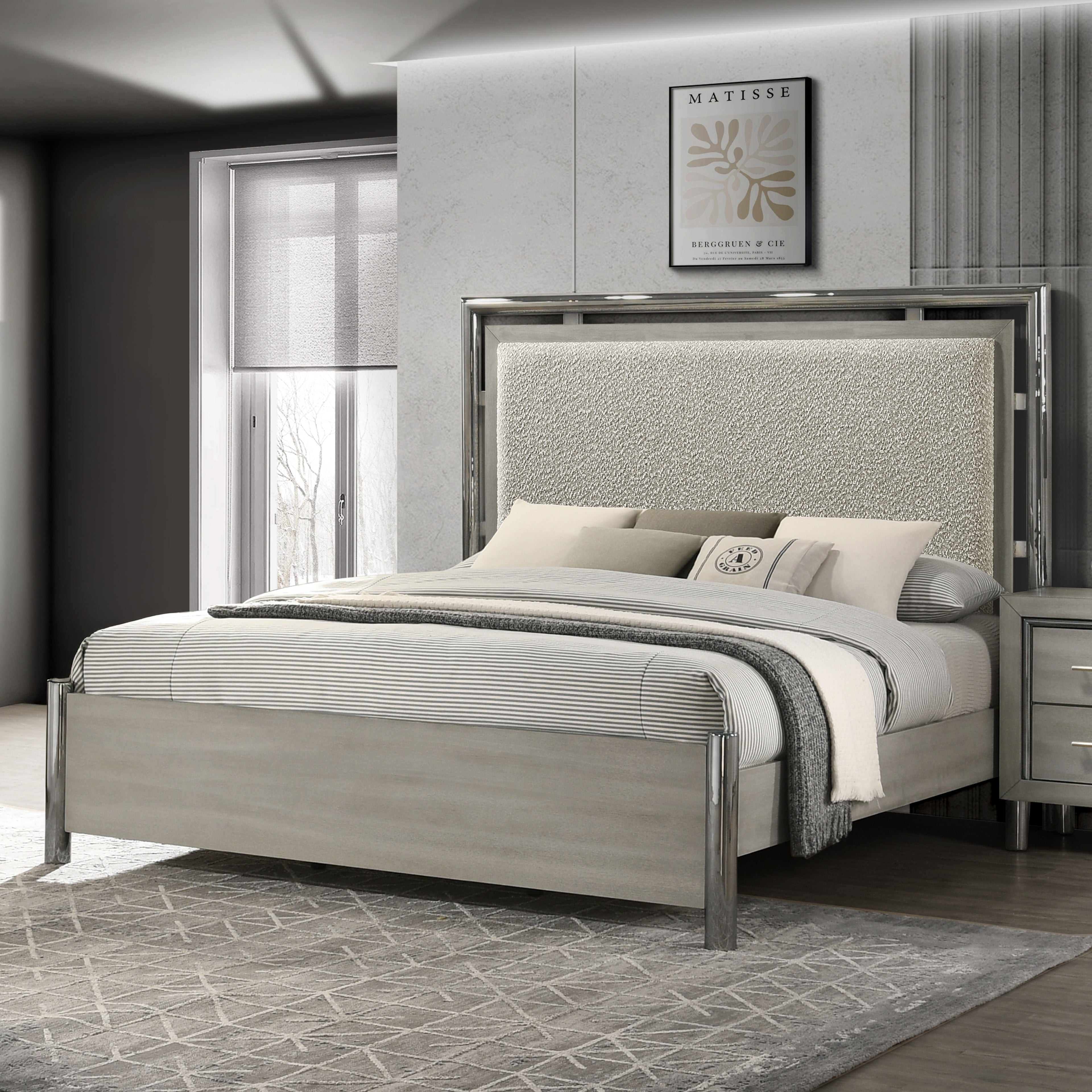 Lennox 6/6-6/0 Ek/Wk Headboard, Footboard & Slat Kit-Gray
