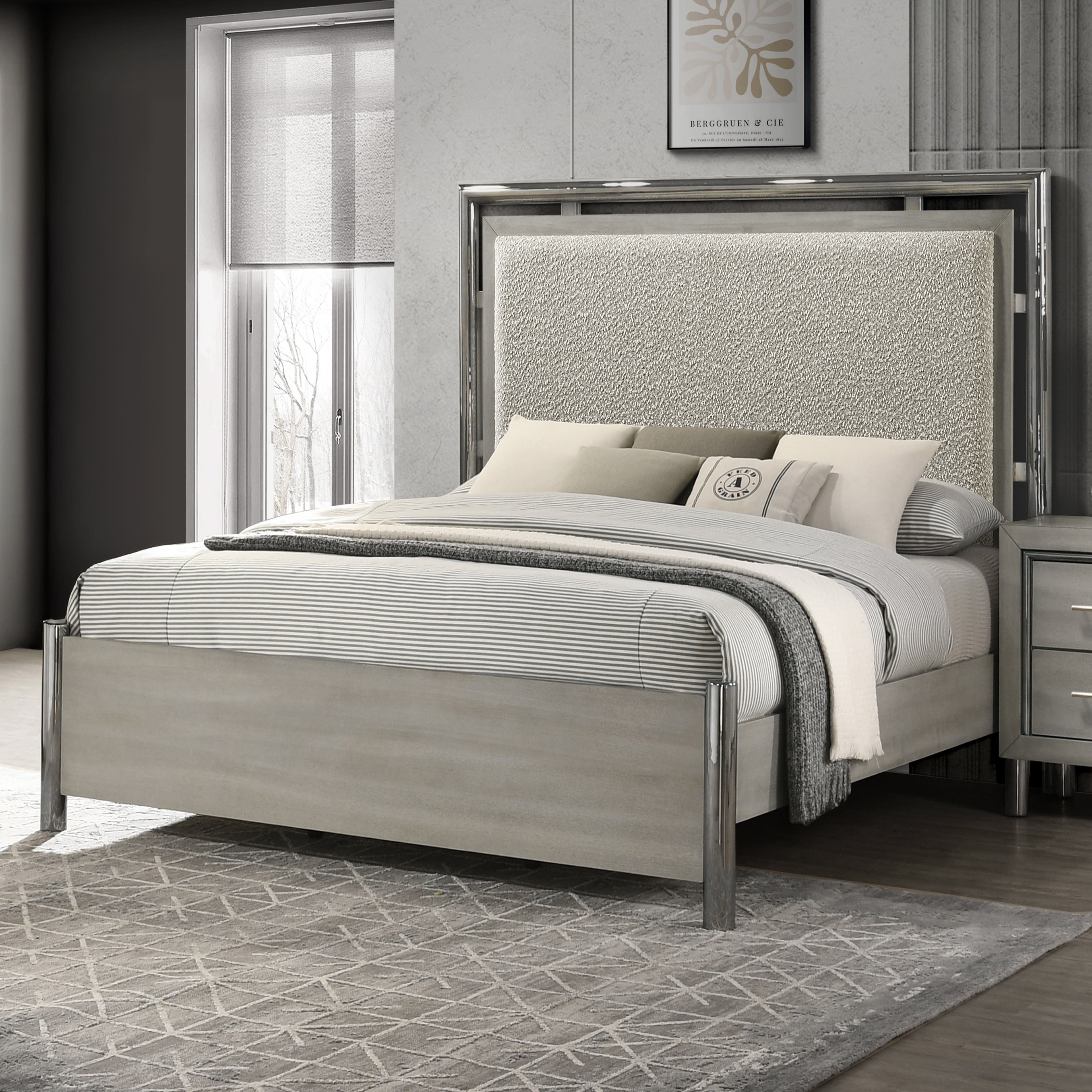 Lennox 5/0 Q Headboard, Footboard & Slat Kit-Gray