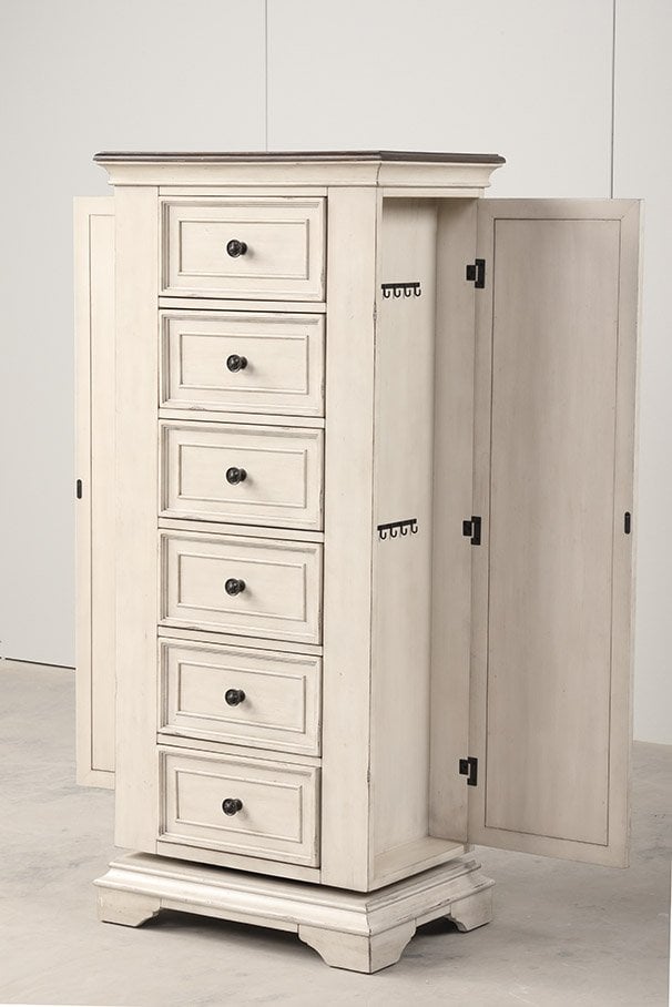 Anastasia Lingerie Swivel Chest W/Mirror-Ant. White