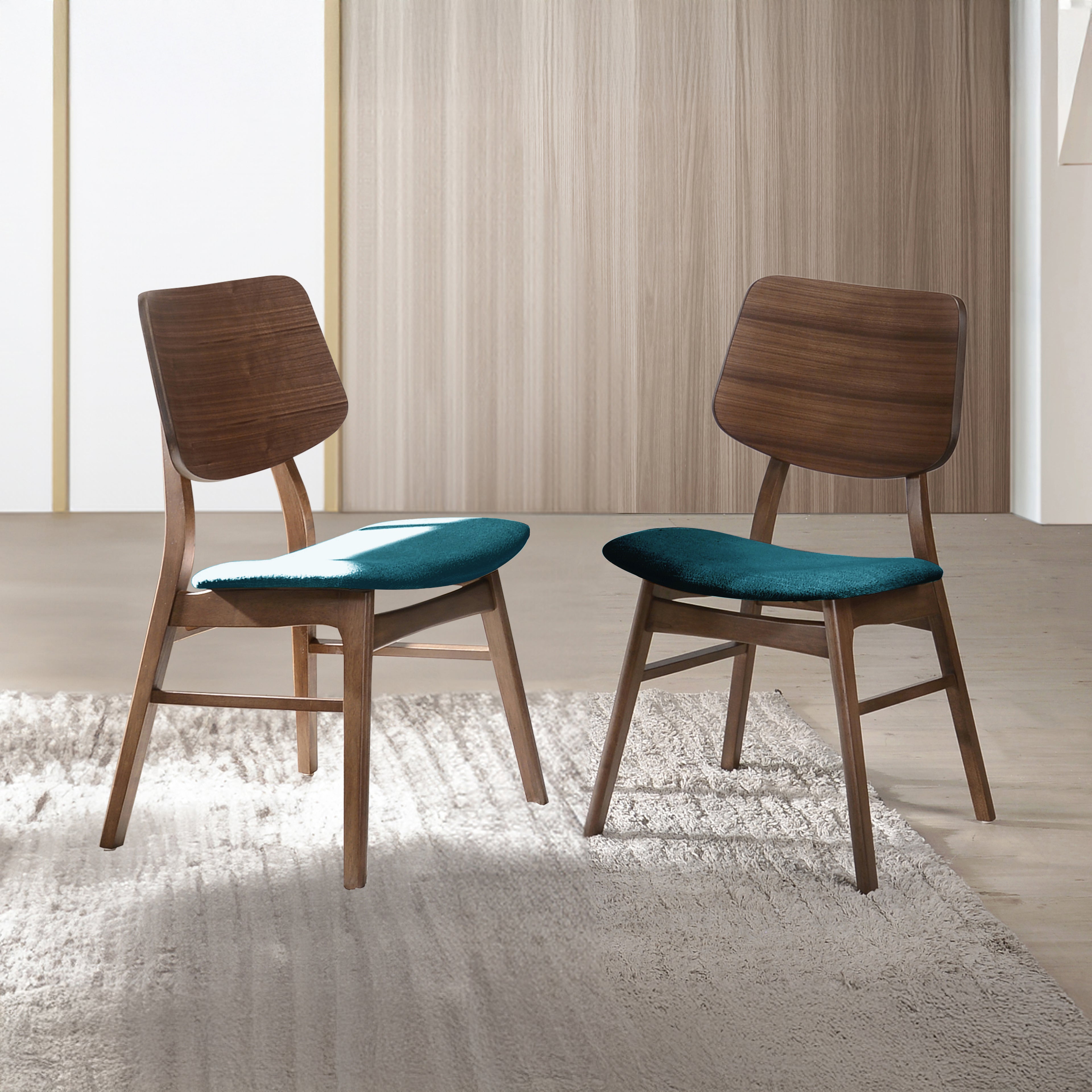 Oscar Chair With Forest Green Cushion-Walnut