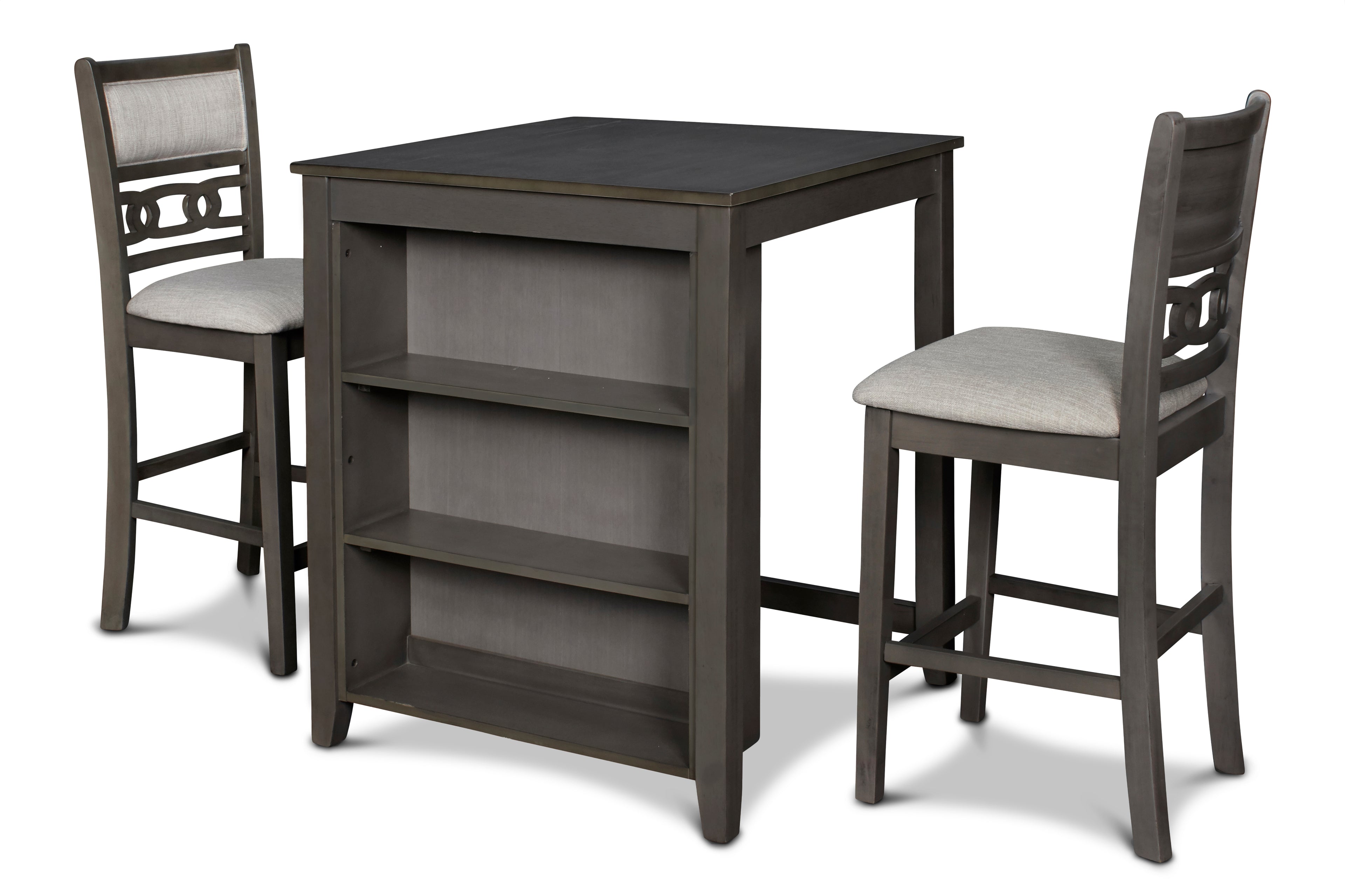 Gia 3 Pc 30" Storage Counter Table & 2 Chairs-Gray