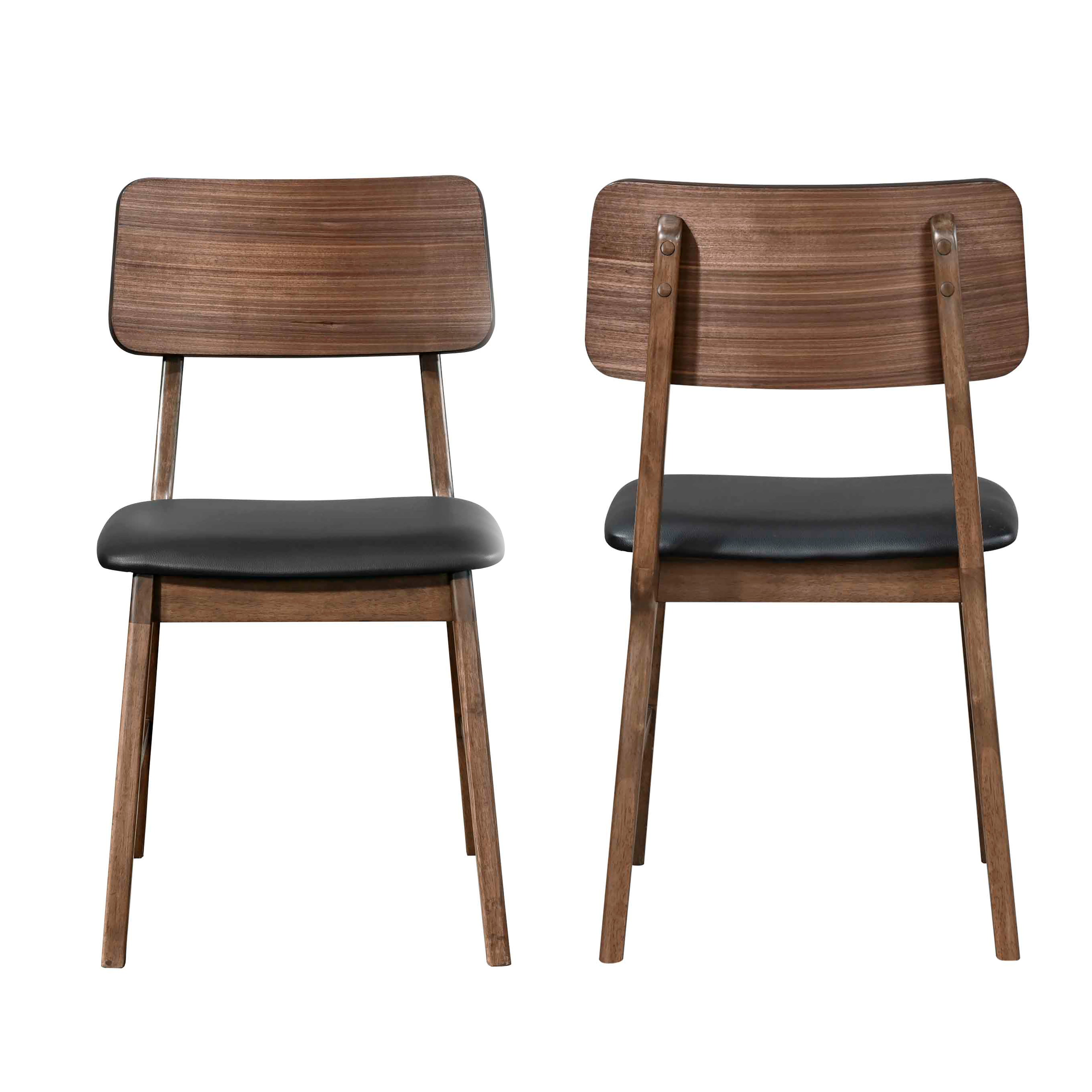 Thea Wood Back Side Chair W/Black Seat (2 Per Carton)-Walnut