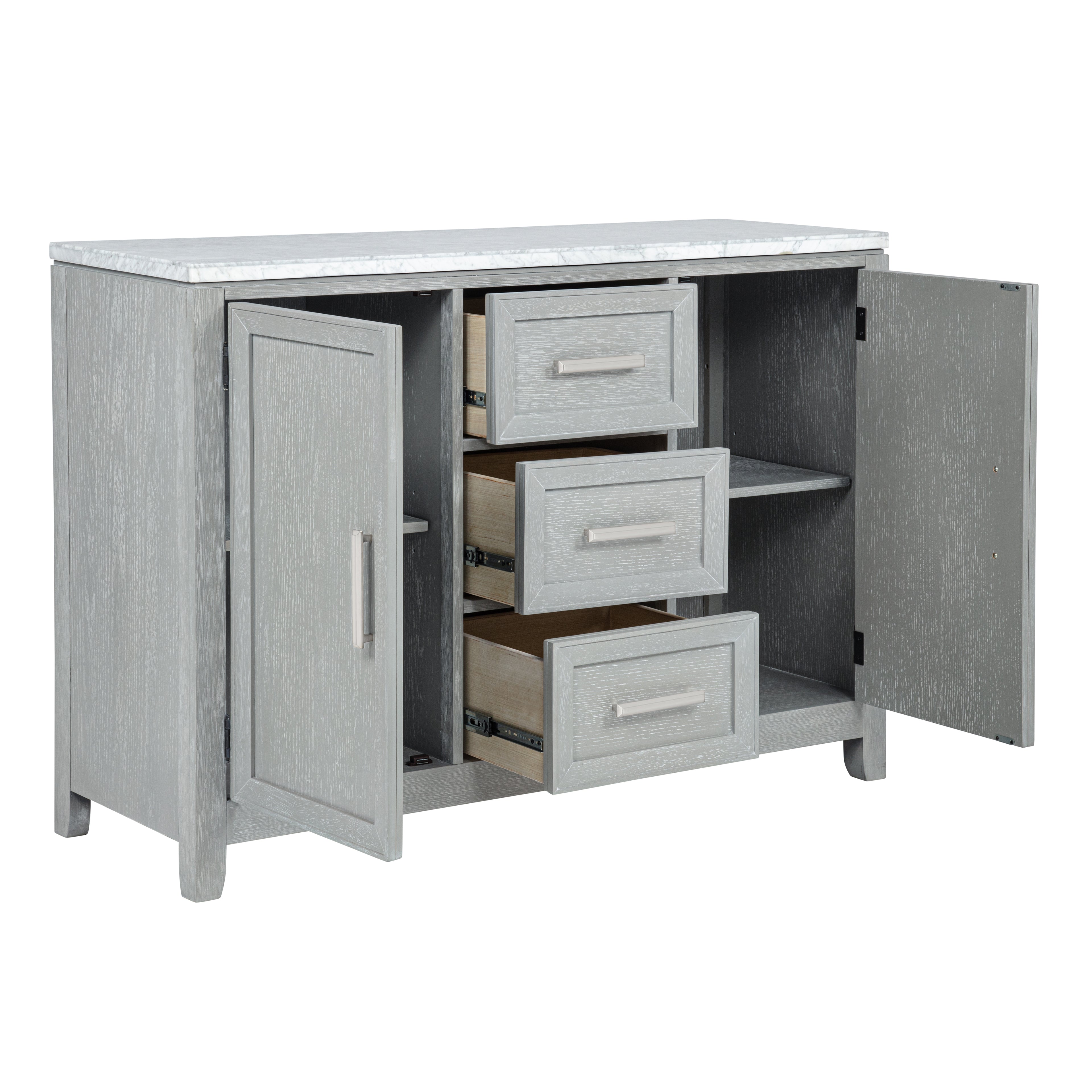 Fiona Marble Top Dining Buffet/Server-Mist Gray
