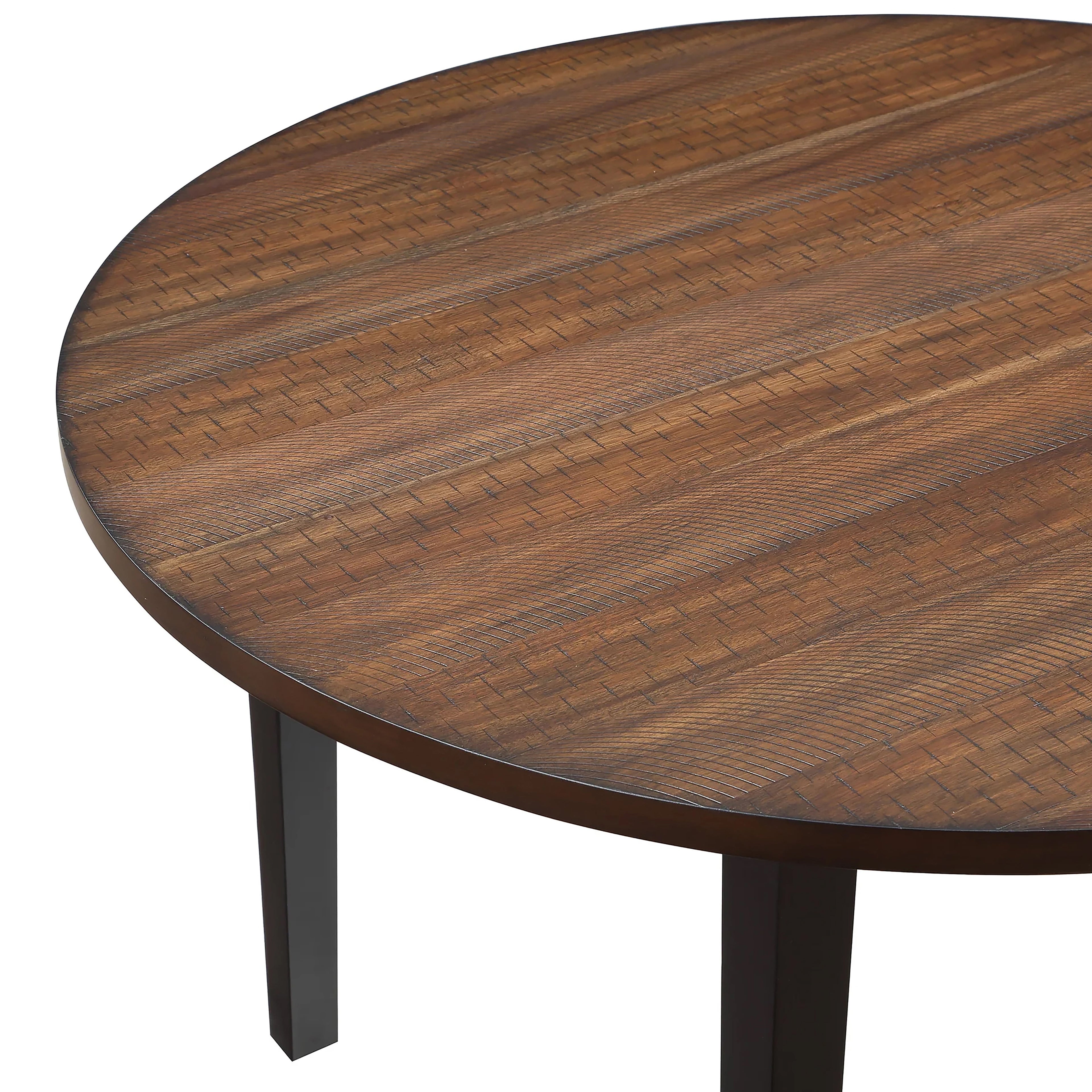 Potomac 48" Round Dining Table & 4 Chairs-Brown/Black