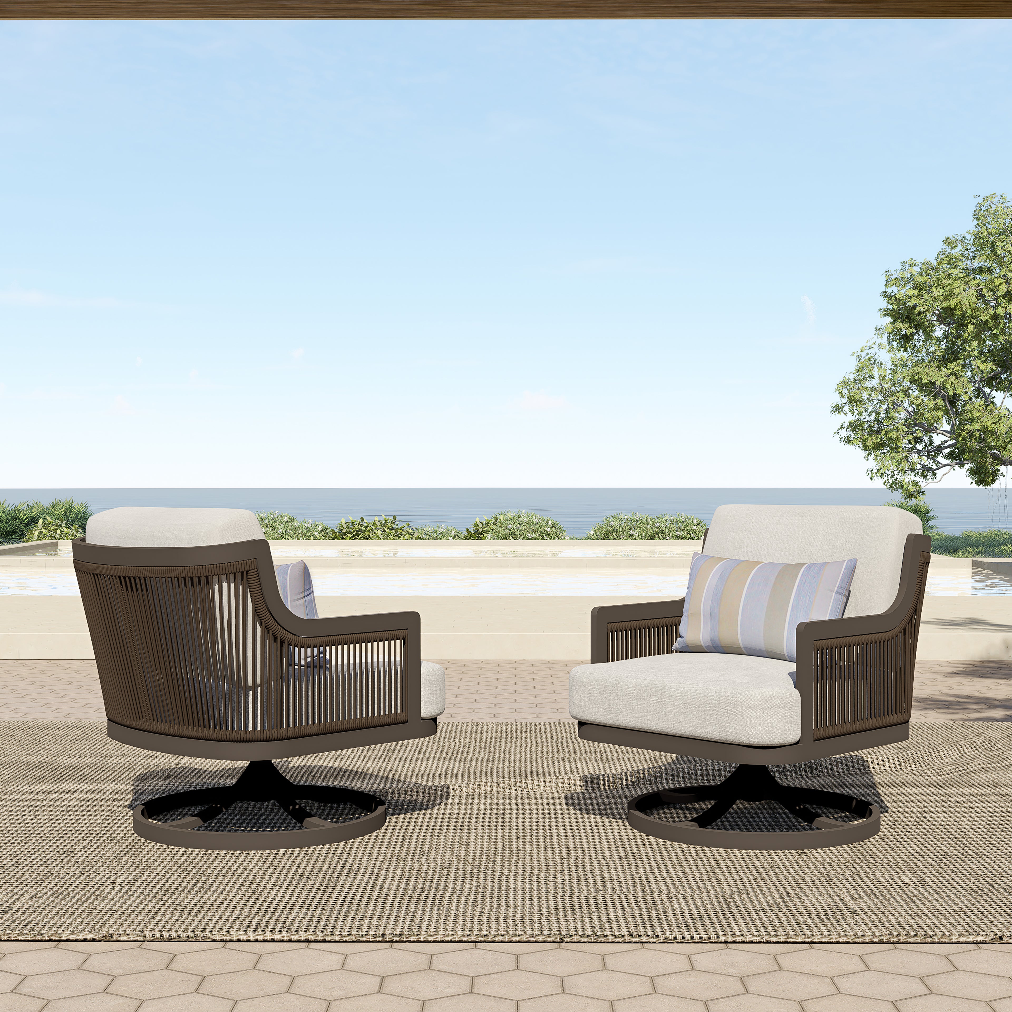 Genova Patio Swivel Club Chair W/Accent Pillow (2 Per Carton)