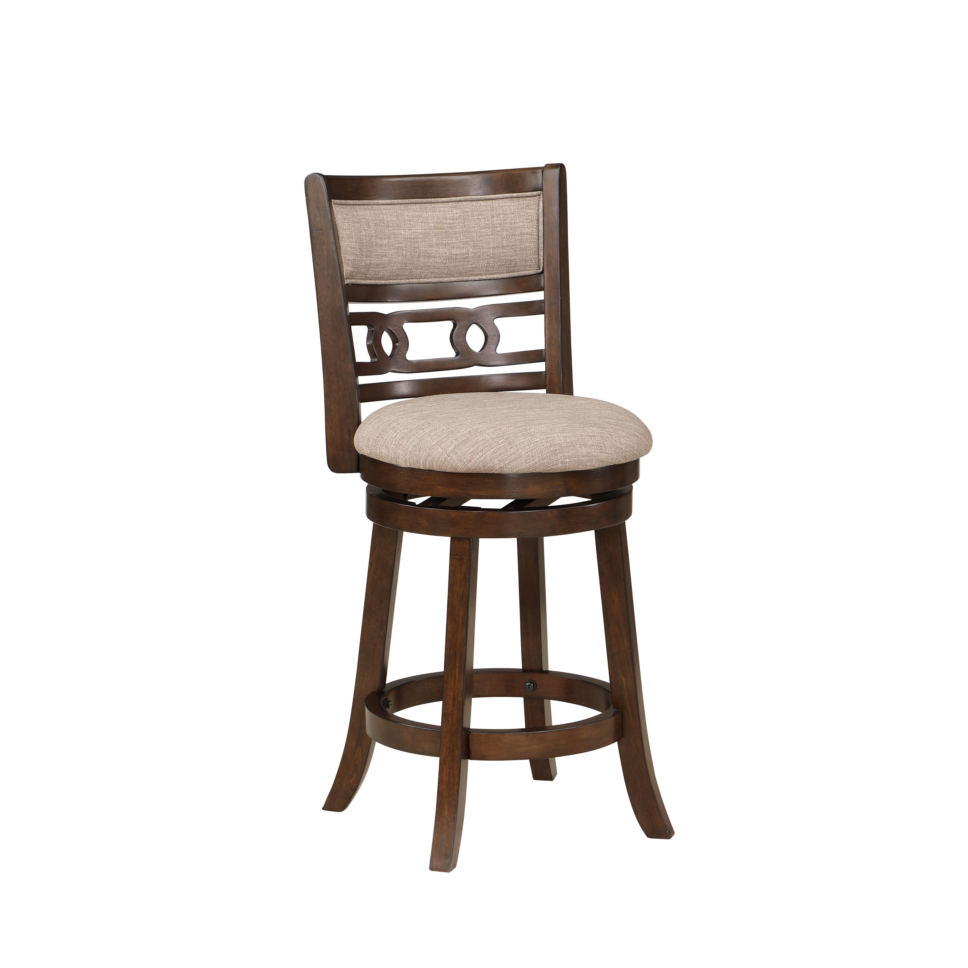 GIA 29" SWIVEL BARSTOOL-CHERRY W/BROWN FABRIC SEAT