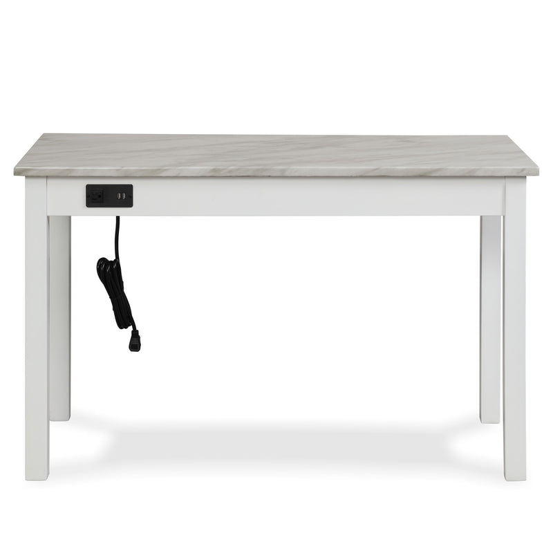 CELESTE DESK W/WHITE/GRAY FAUX MARBLE TOP-WHITE  BASE