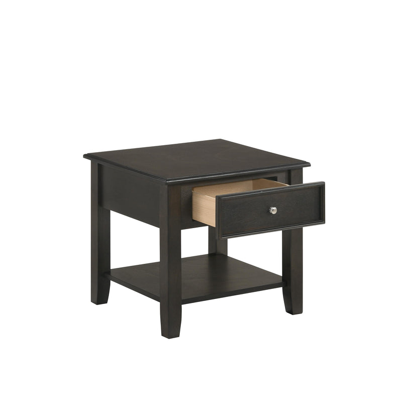 EVANDER END TABLE WITH DRAWER-ESPRESSO