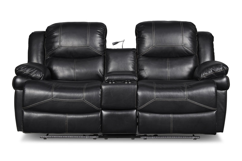 FLYNN CONSOLE LOVESEAT W/ READING LIGHT- BLACK