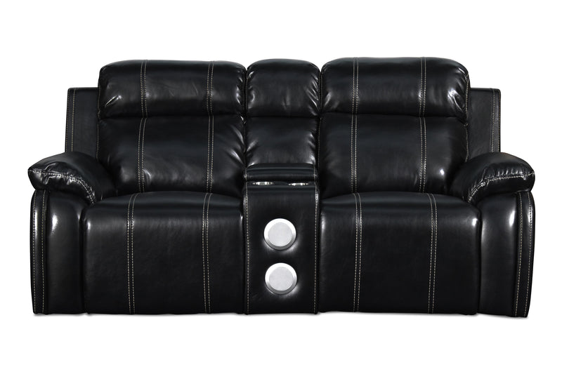 FUSION CONSOLE LOVESEAT W/SPEAKER & PWR FTRST-EBONY