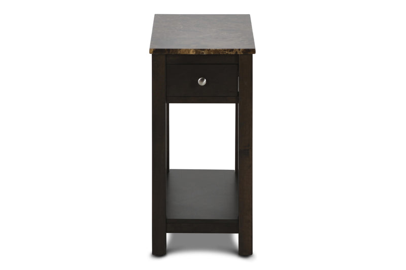 NOAH END TABLE WITH DRAWER-ESPRESSO W/FAUX MARBLE TOP