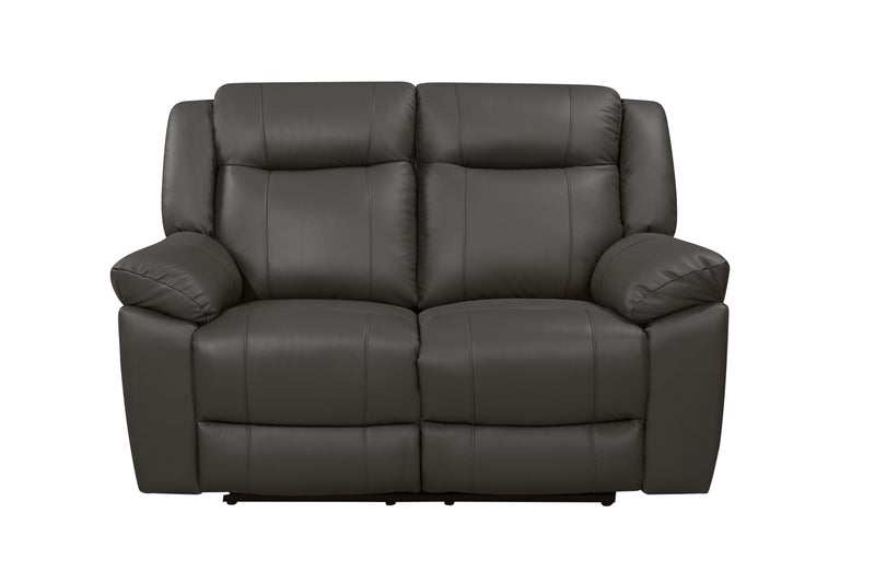 TAGGART LEATHER LOVESEAT W/ DUAL RECLINERS-GRAY