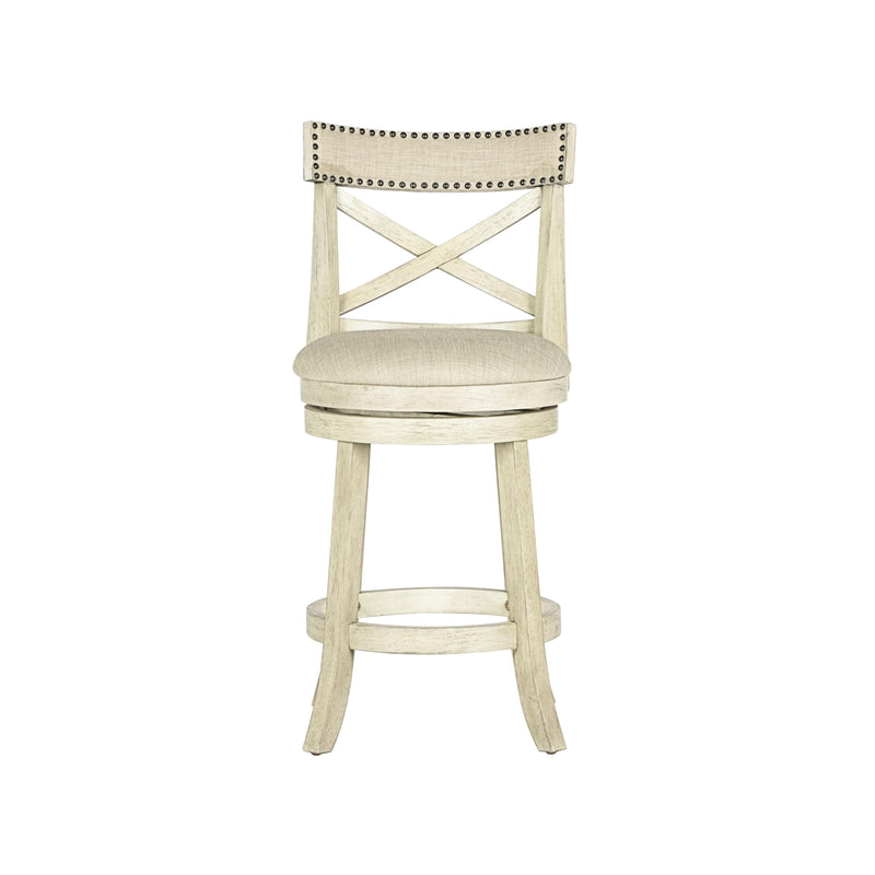 YORK 24" COUNTER STOOL-ANT WHITE W/FABRIC SEAT