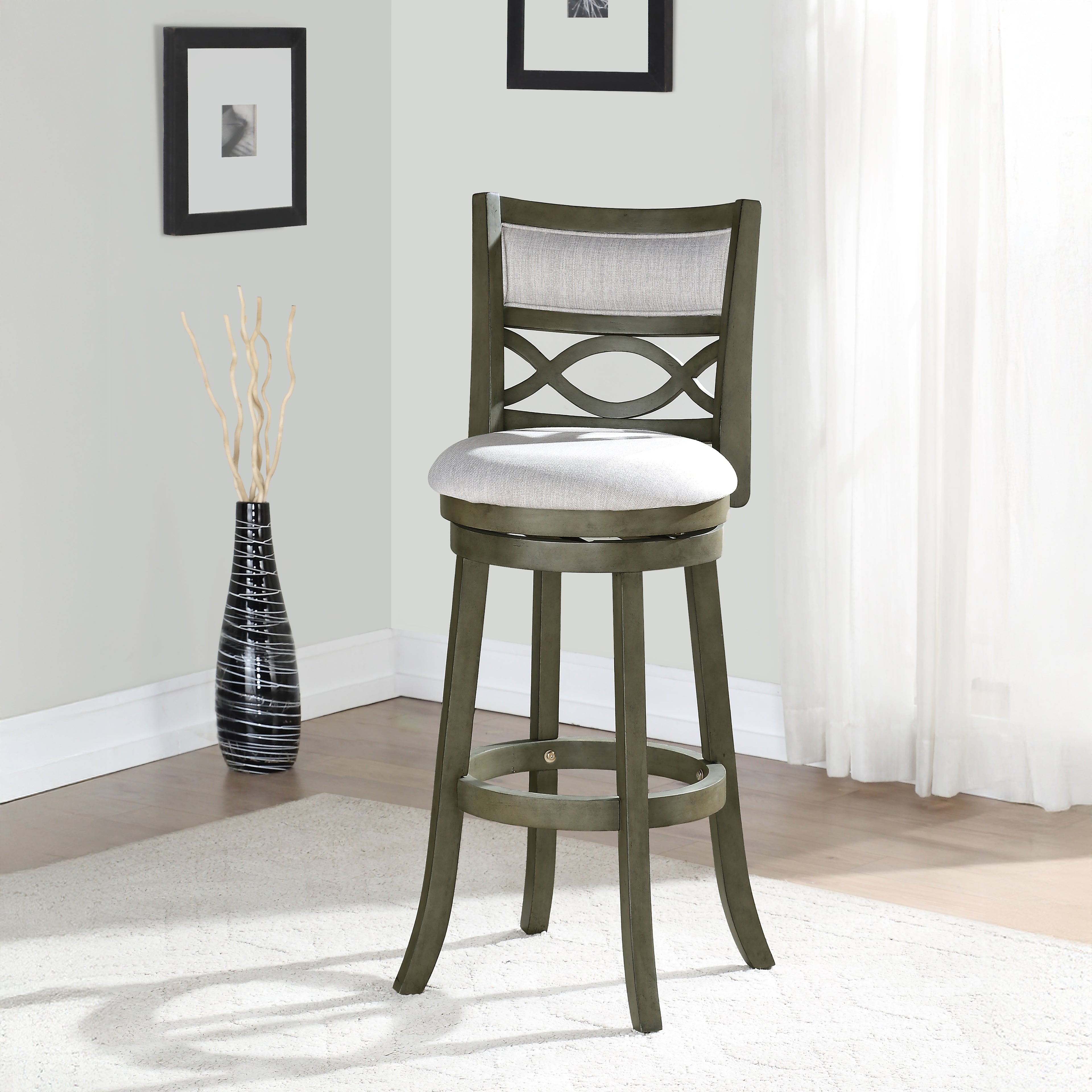 Manchester 29" Bar Stool W/Fabric Cushions-Gray