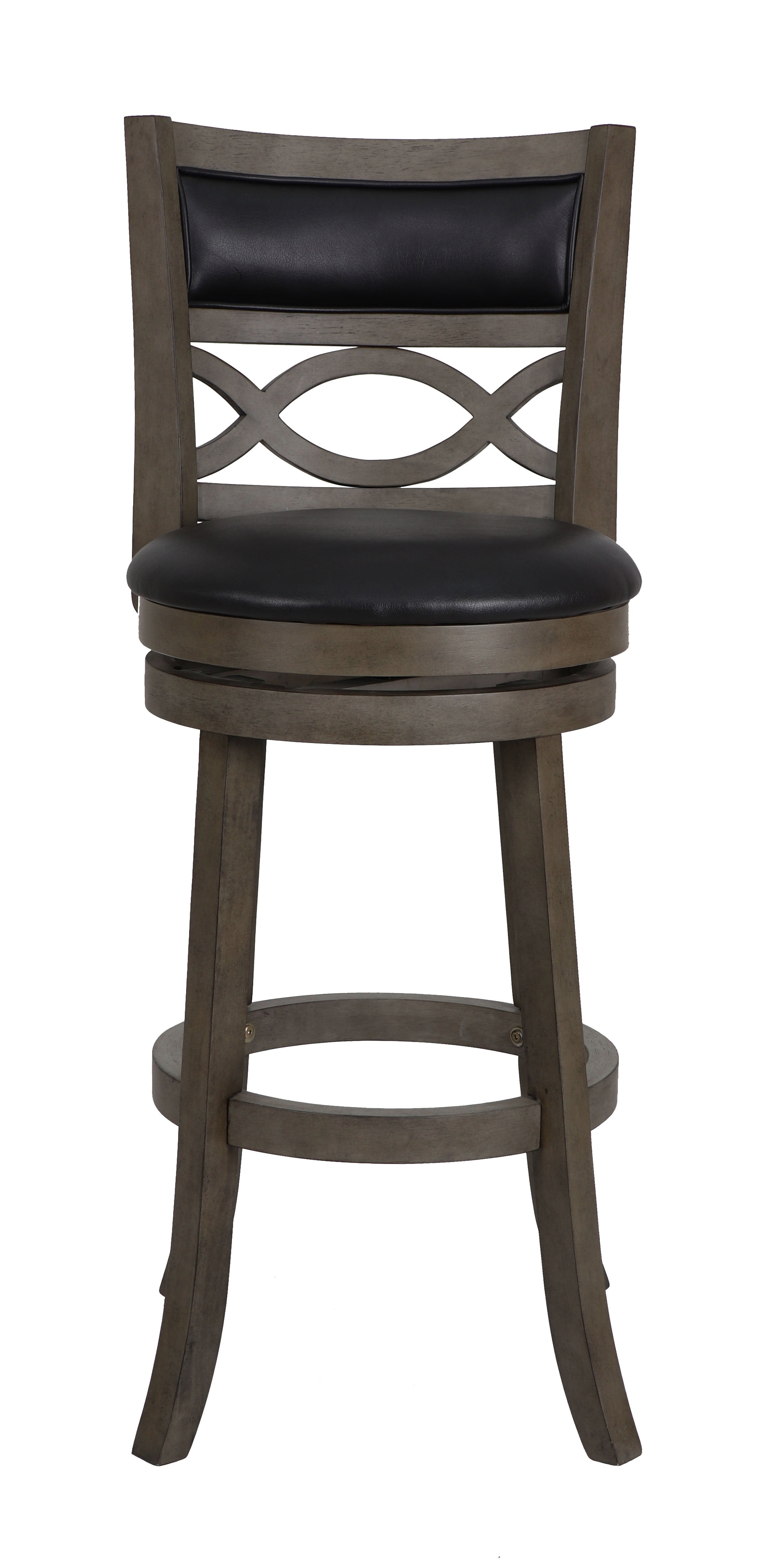 Manchester 29" Bar Stool W/Black Pu Cushions-Gray
