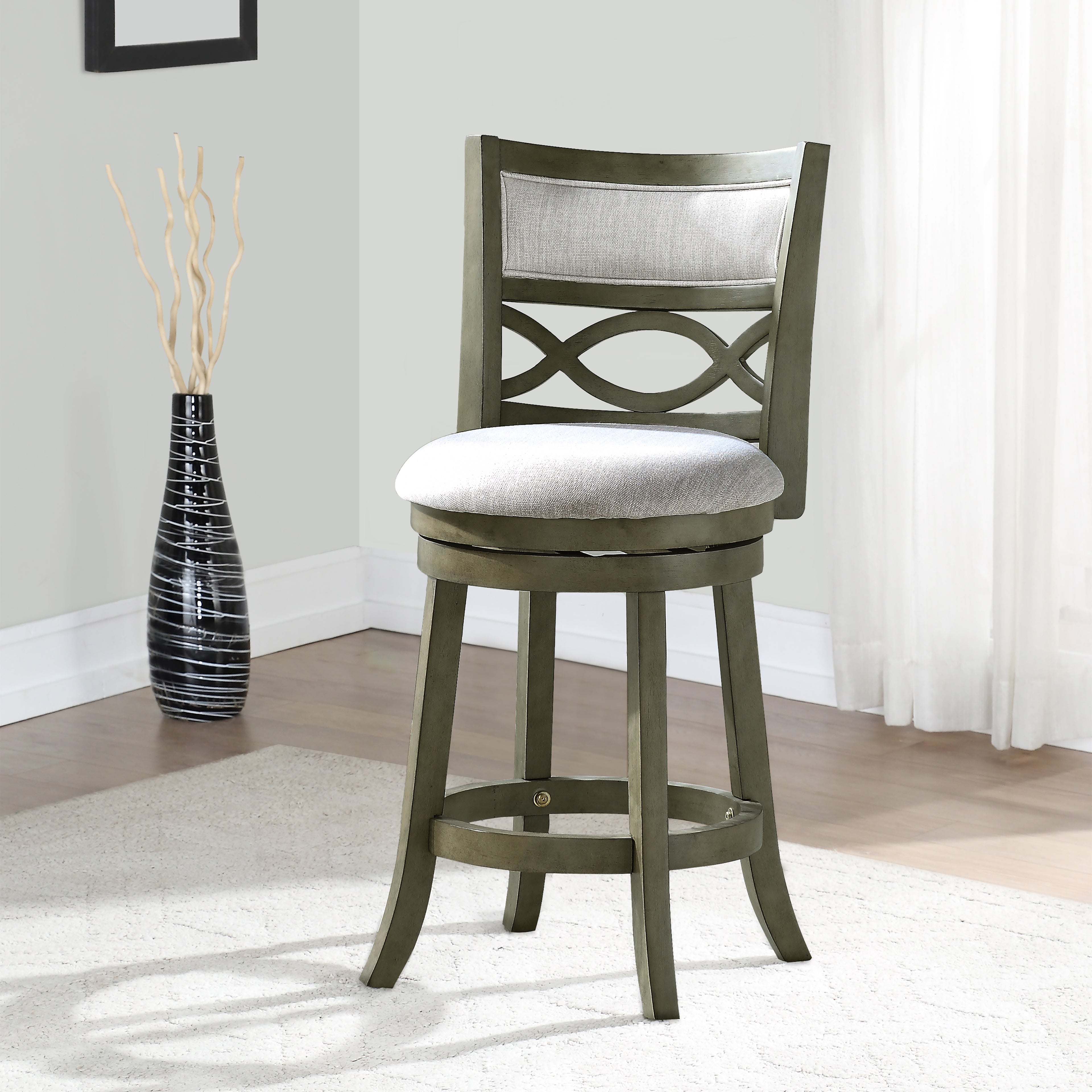 Manchester 24" Counter Stool W/Fabric Cushions-Gray