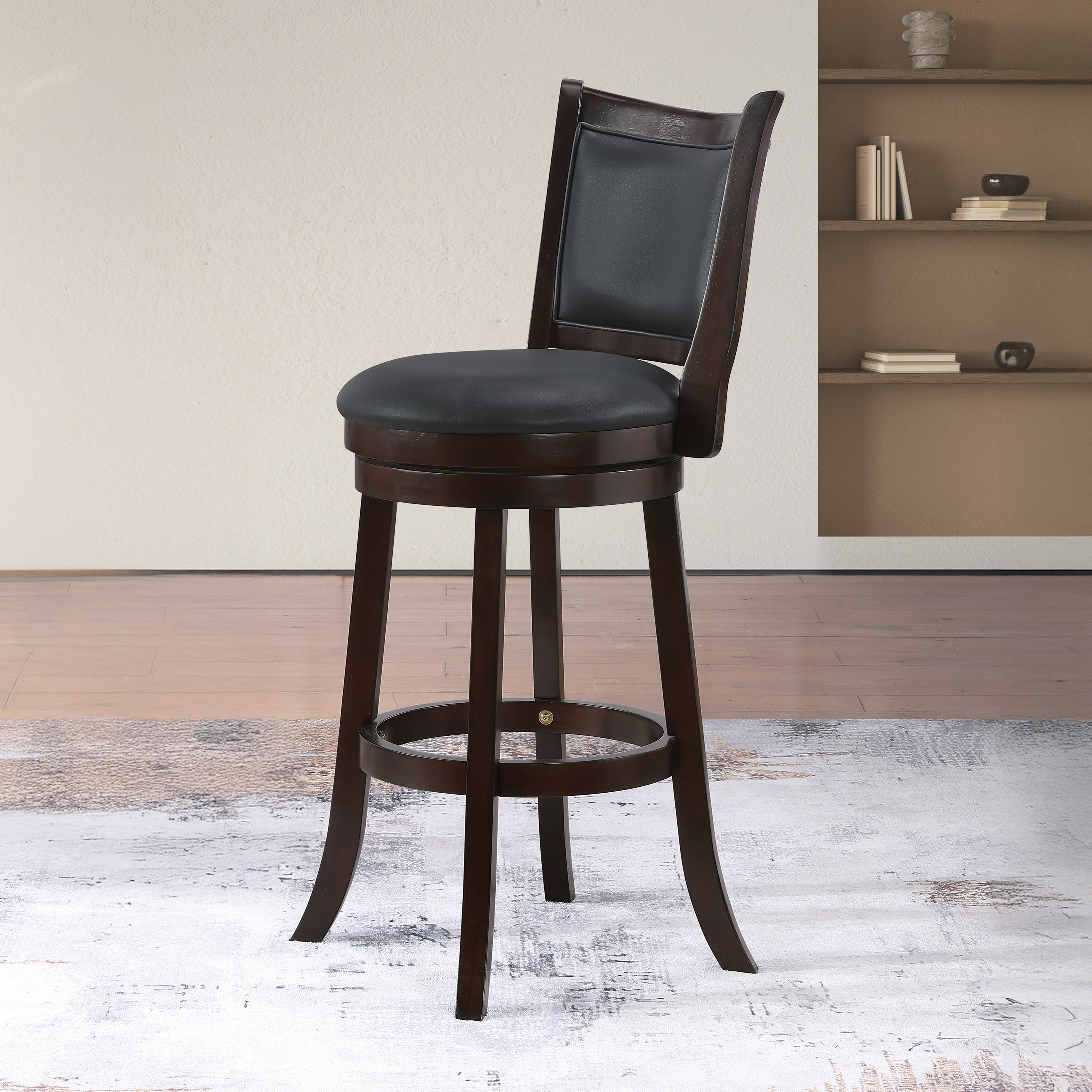 Bristol 29" Bar Stool W/Black Pu Cushions-Dk Brown