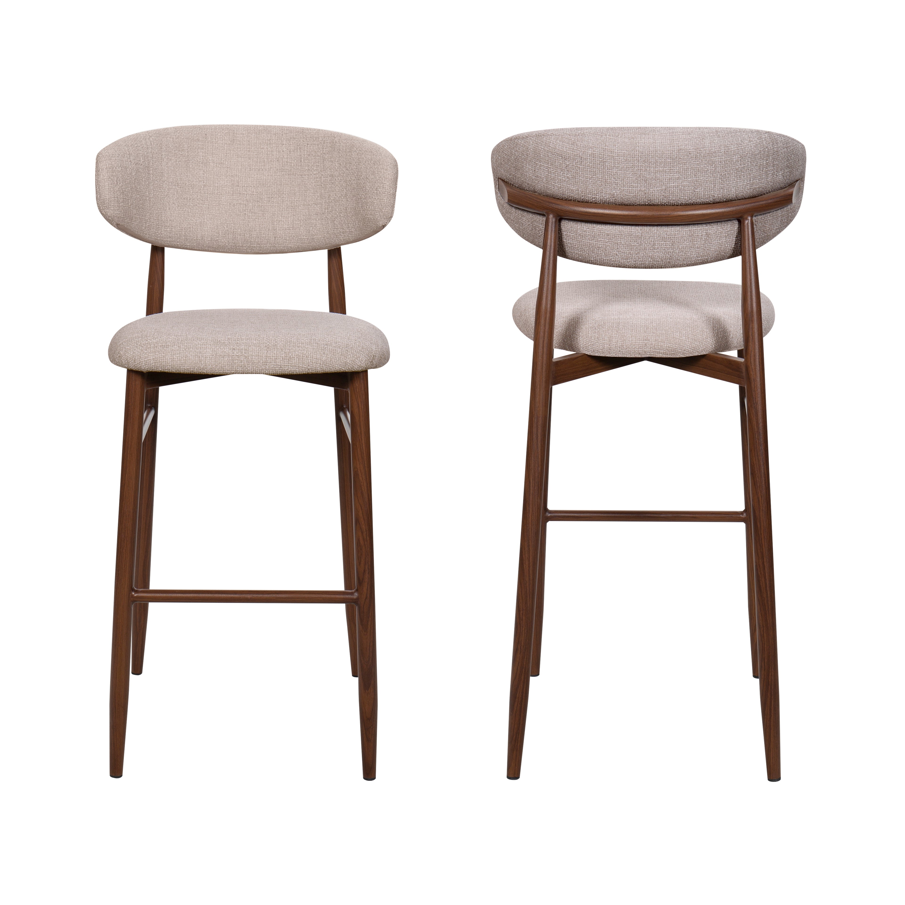 Royce Bar Chair W/ Walnut Metal Frame- Toast (2 Per Carton)