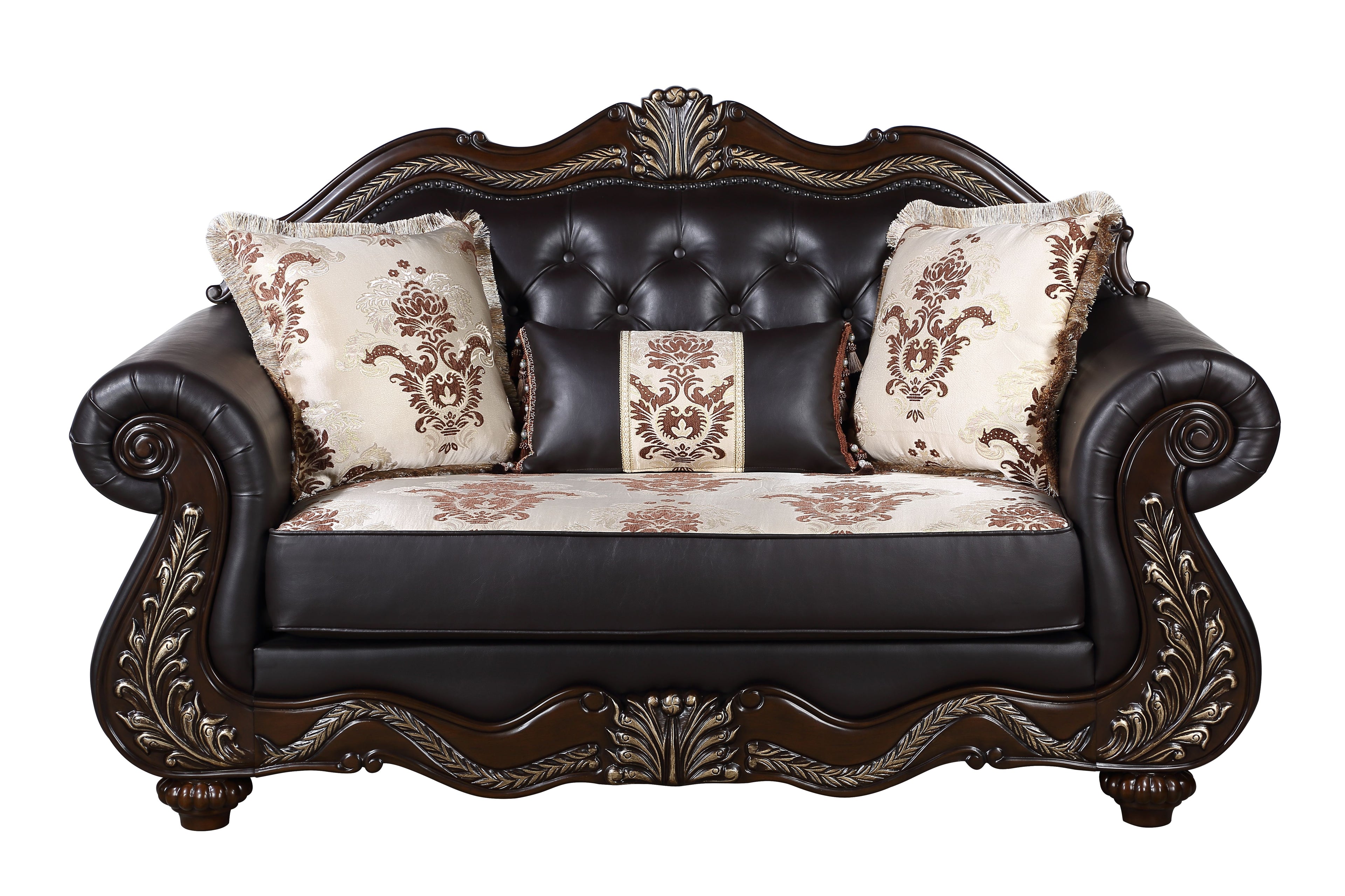 Maximus Loveseat Frame, Seat Cushions, Arms, Legs & 3 Pillows